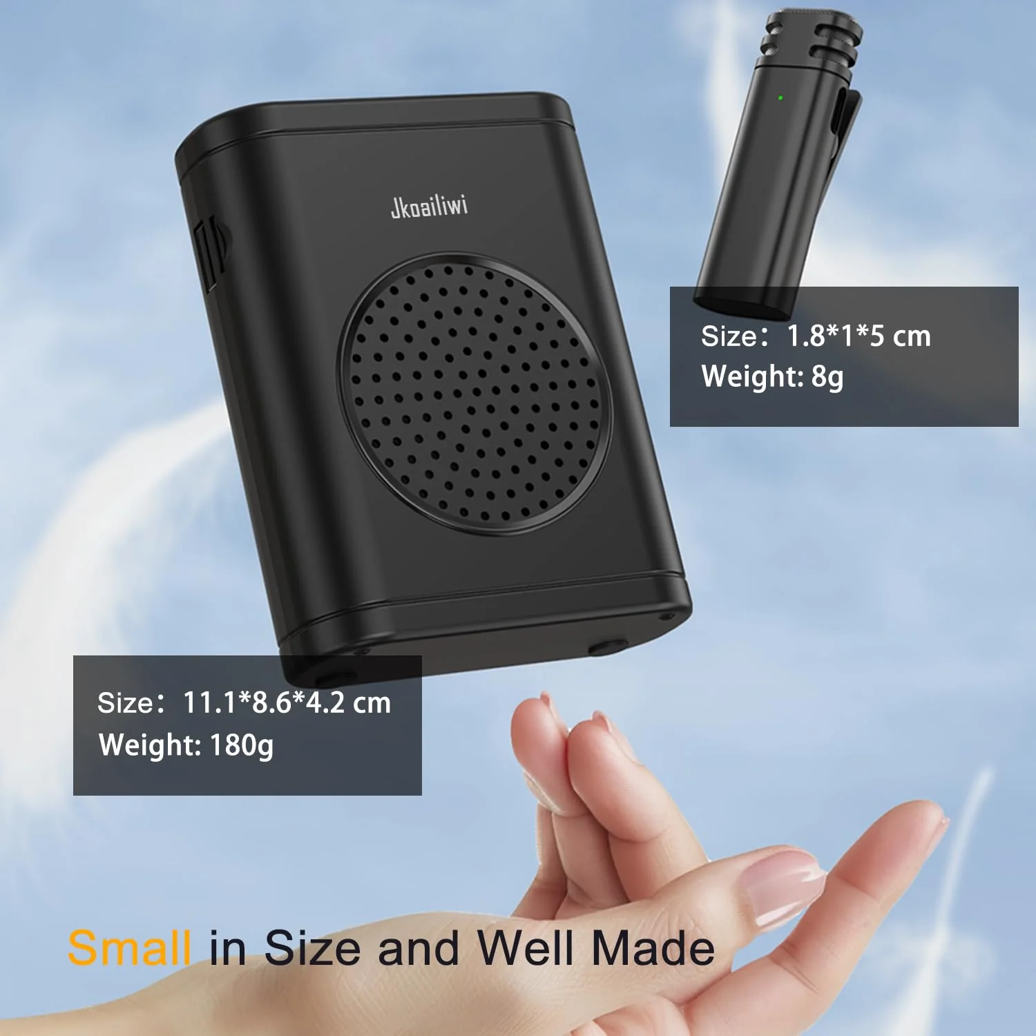 Voice Amplifier for Teachers with Clip-On Wireless Lapel Mic, [Bluetooth 5.3] Teacher Microphone for Classroom, Portable Mini Megaphone Speaker PA System for Elderly/Public Events/Tours - Image 7