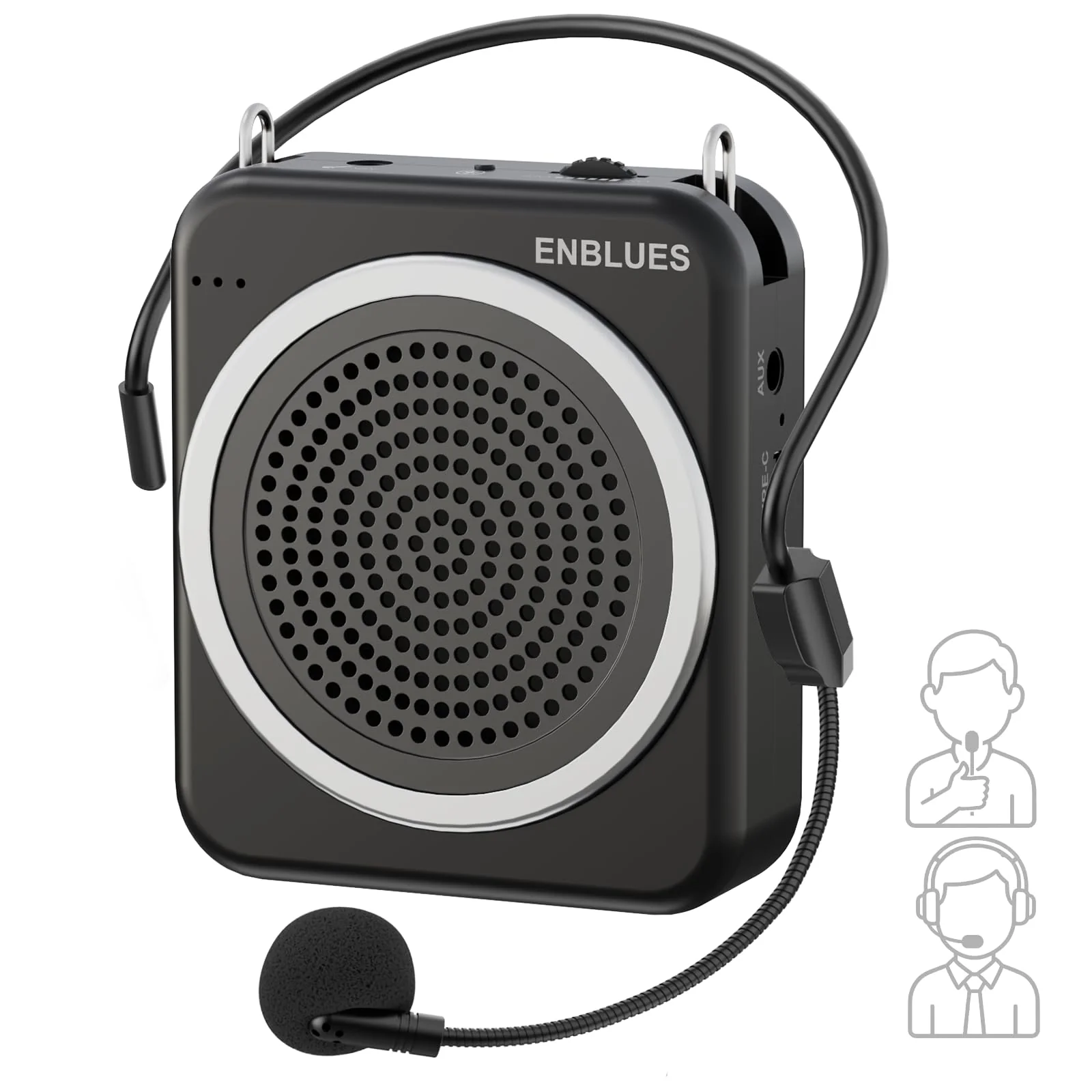 Voice Amplifier for Teachers with Wired Handheld Microphone and Headset Microphone, 2800mAh Mini Pa System Bluetooth Personal Portable Speaker for Classroom, Meeting and Yoga, Black