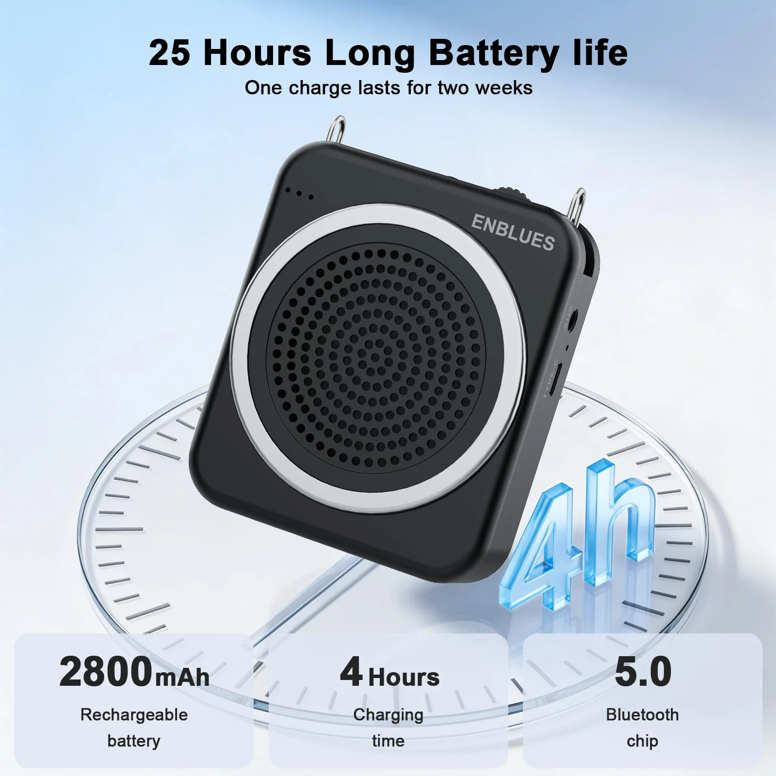 Voice Amplifier for Teachers with Wired Handheld Microphone and Headset Microphone, 2800mAh Mini Pa System Bluetooth Personal Portable Speaker for Classroom, Meeting and Yoga, Black - Image 2