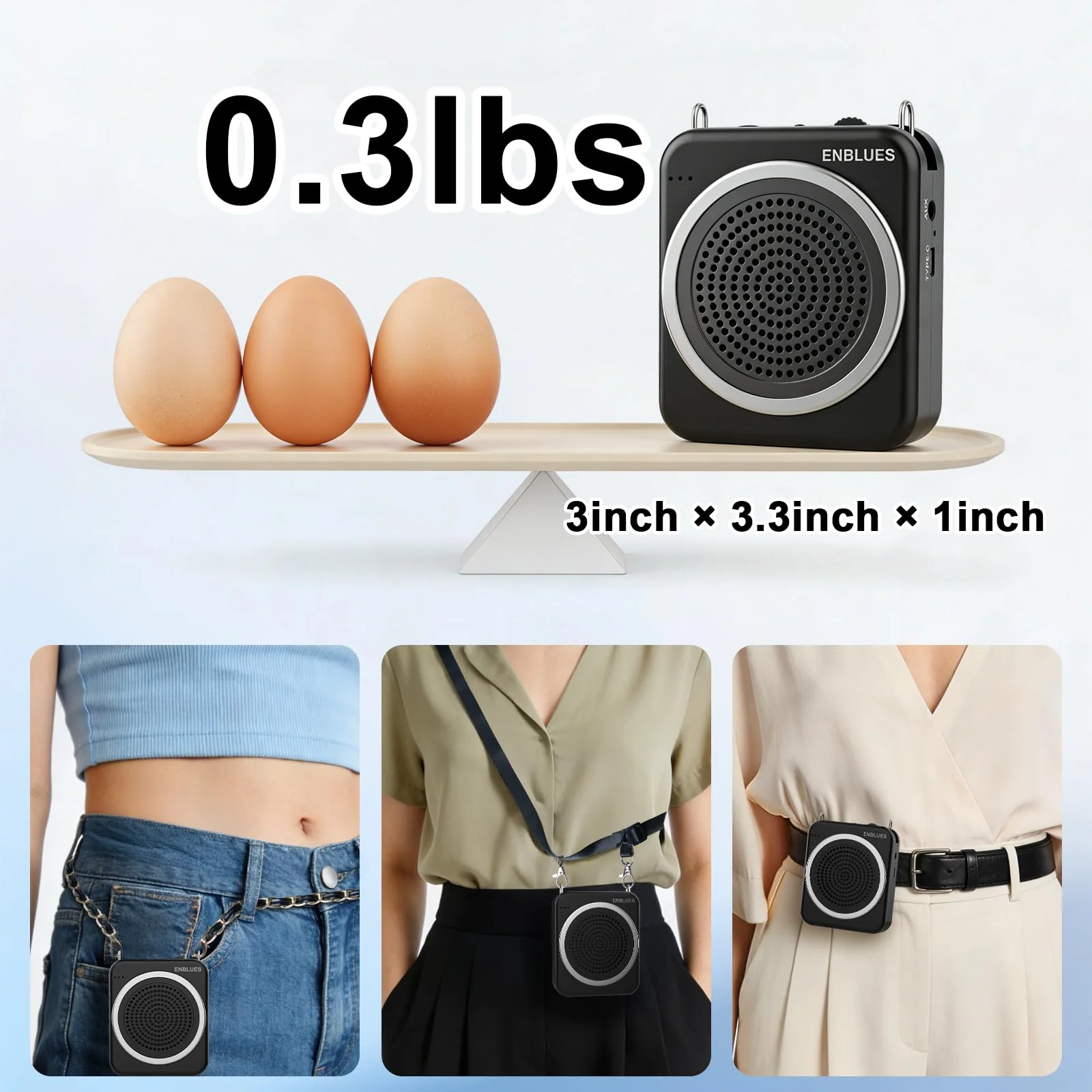 Voice Amplifier for Teachers with Wired Handheld Microphone and Headset Microphone, 2800mAh Mini Pa System Bluetooth Personal Portable Speaker for Classroom, Meeting and Yoga, Black - Image 3