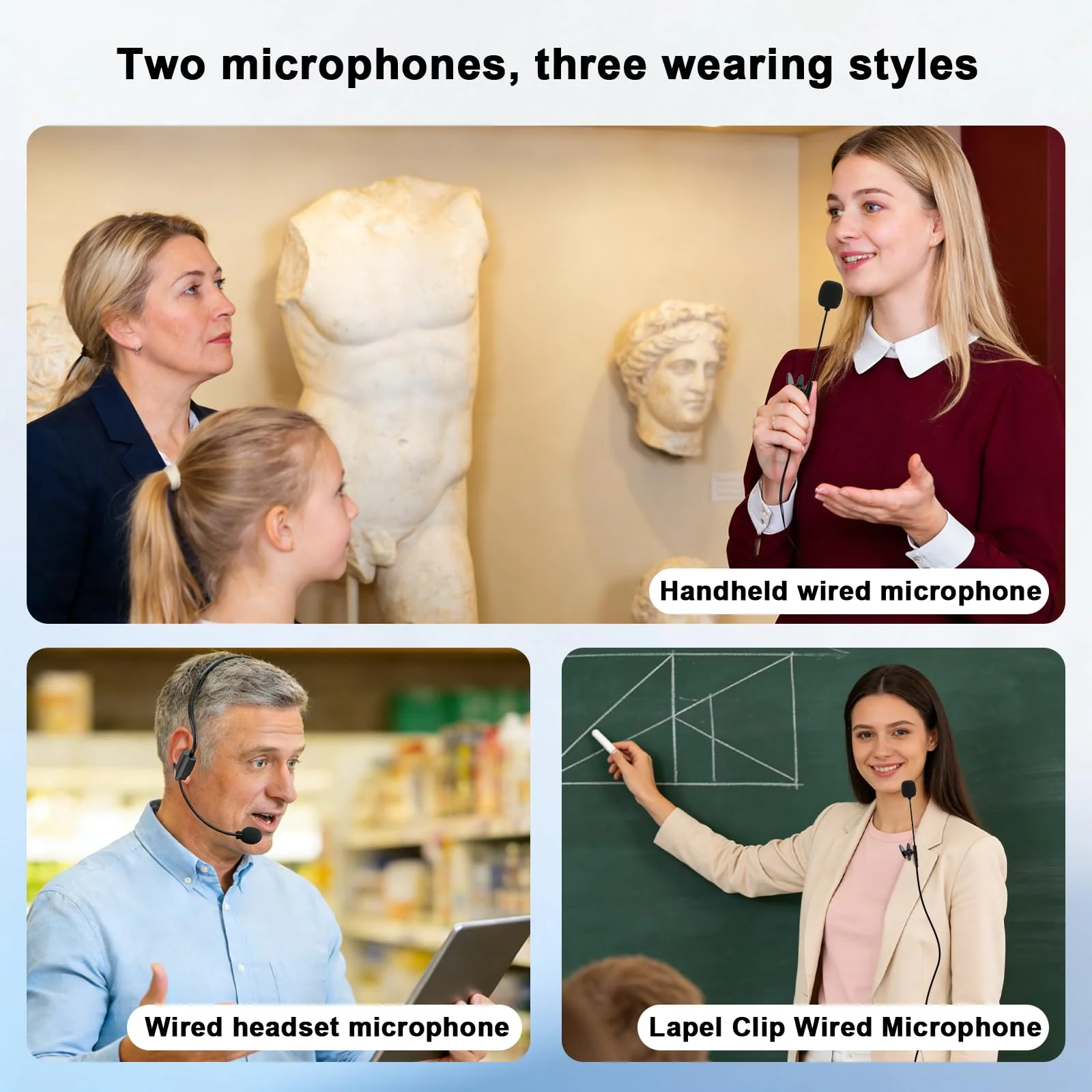Voice Amplifier for Teachers with Wired Handheld Microphone and Headset Microphone, 2800mAh Mini Pa System Bluetooth Personal Portable Speaker for Classroom, Meeting and Yoga, Black - Image 4