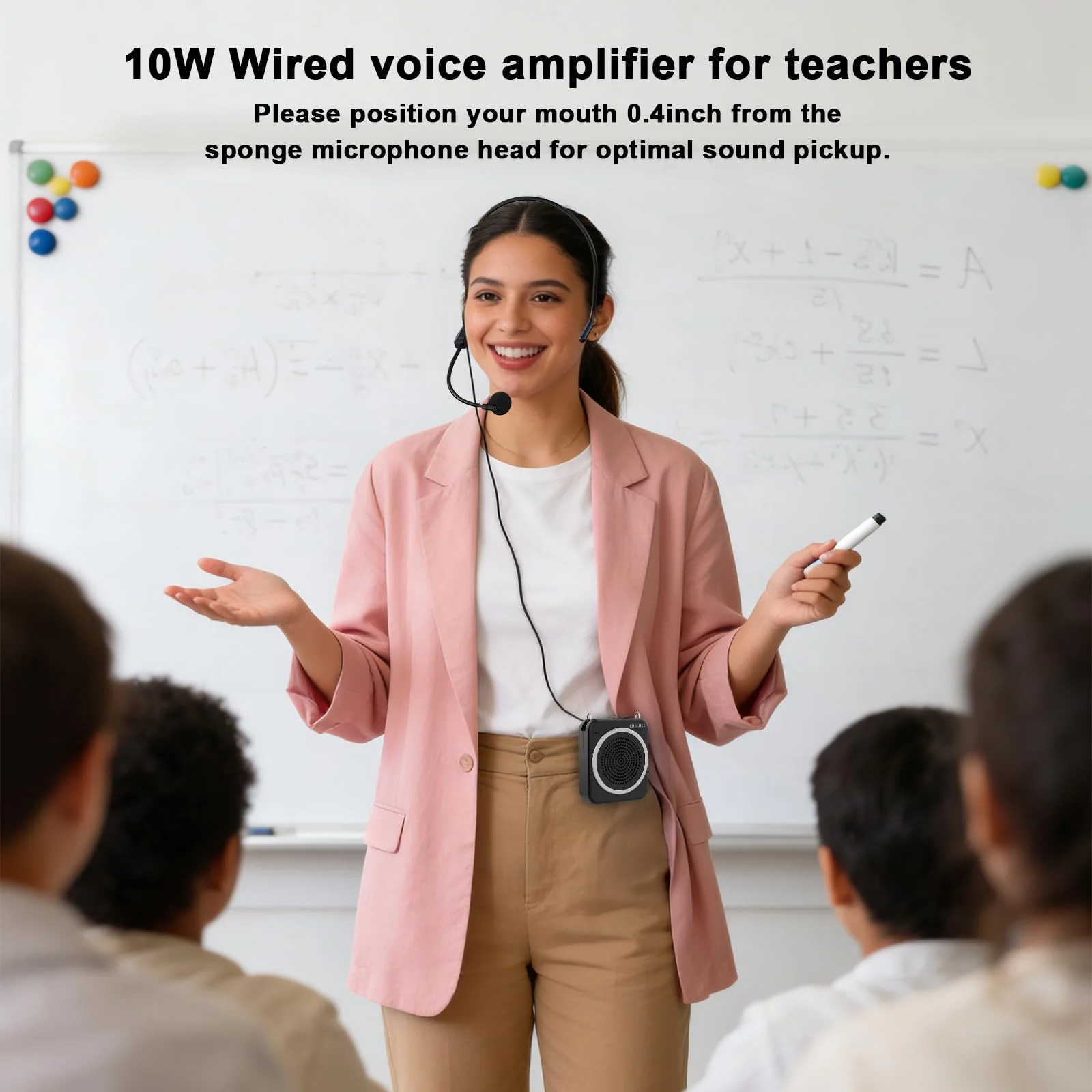 Voice Amplifier for Teachers with Wired Handheld Microphone and Headset Microphone, 2800mAh Mini Pa System Bluetooth Personal Portable Speaker for Classroom, Meeting and Yoga, Black - Image 5