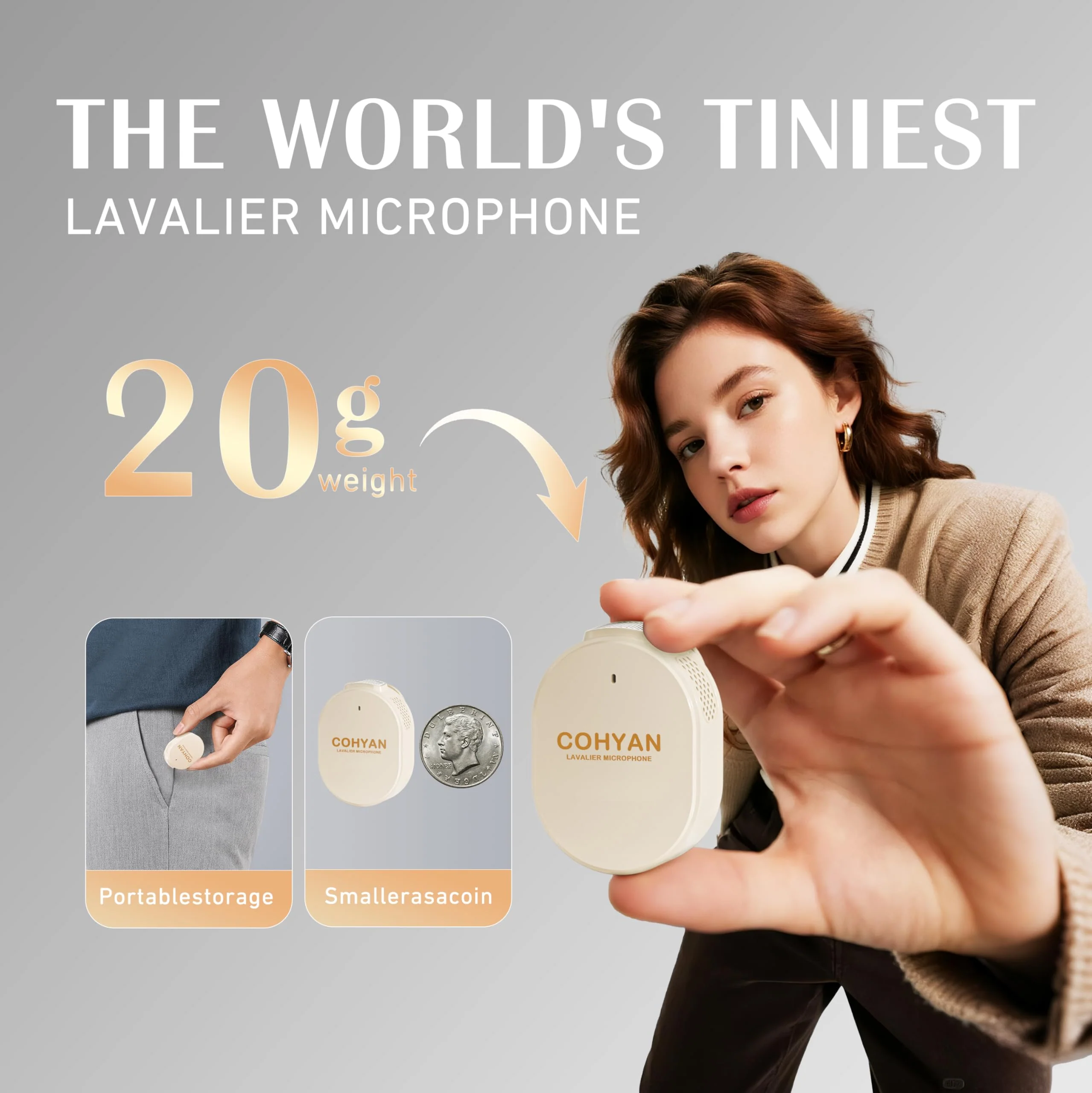 Voice Amplifier for Teachers with Wireless Lavalier Lapel Microphone Portable Bluetooth Microphone & Speaker, Rechargeable Bullhorn Megaphone for Classroom, Meetings, Yoga (Skin Tone) Skin Tone - Image 3