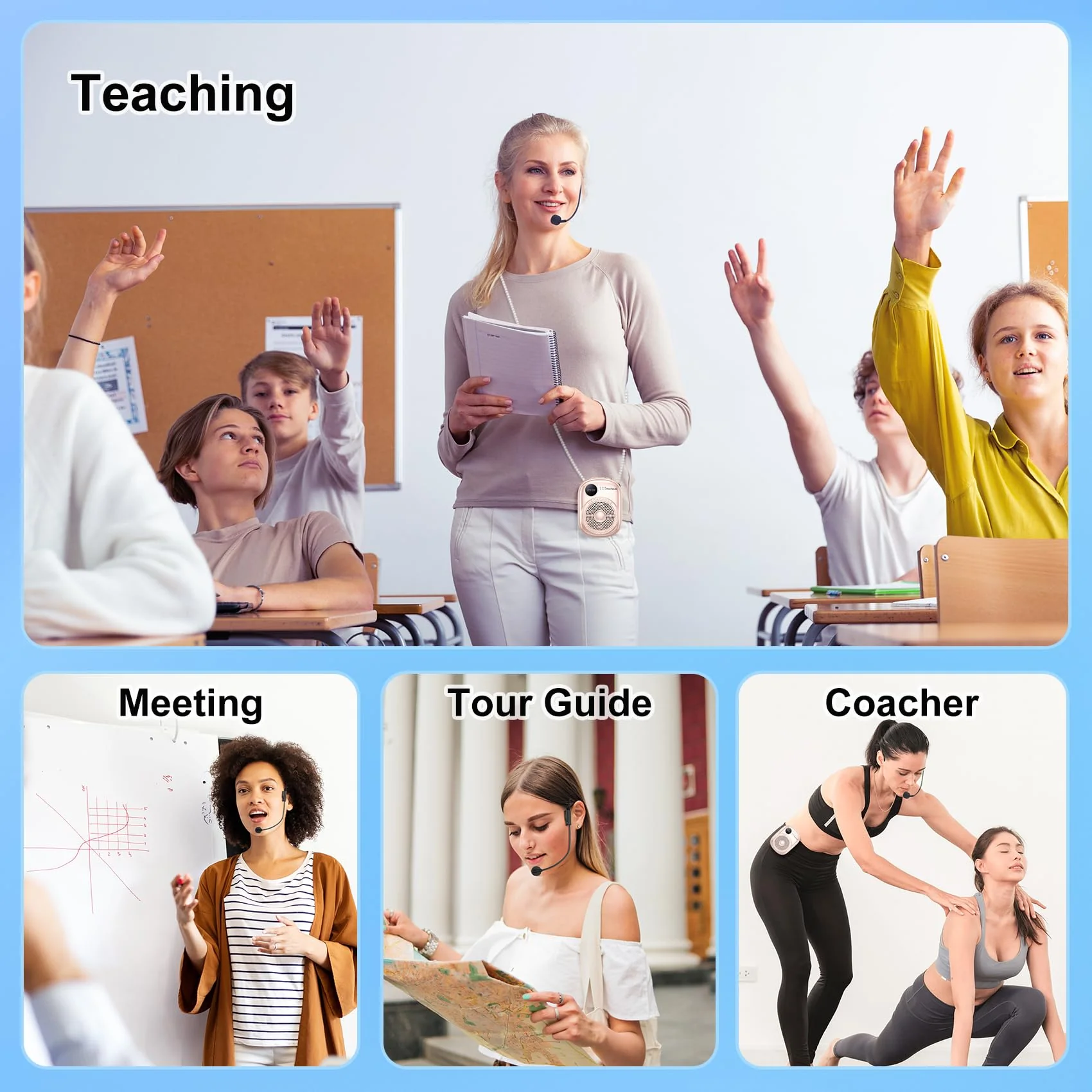 Voice Amplifier Microphone Headset,Portable Voice Amplifier,PA Systems for Teachers,Training,Shopper Guide,Tour Guide, Supports TF Card Pink - Image 7