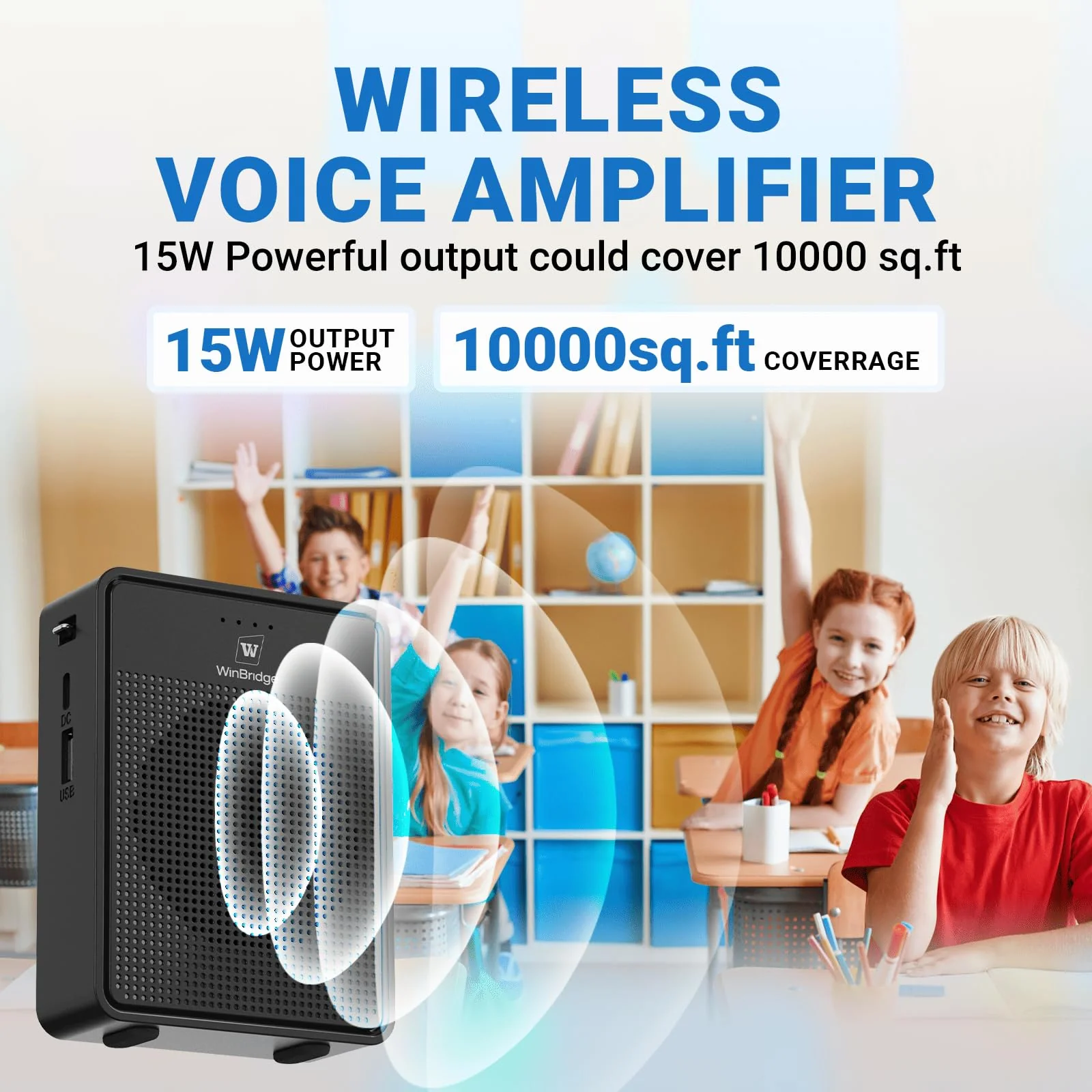 Voice Amplifier Wireless Microphone Headset, Original Sound Ultra Portable Microphone and Speaker, 15W Megaphone Speaker with Bluetooth Mic, Personal PA System for Teachers Classroom Tour Guide B002 - Image 4