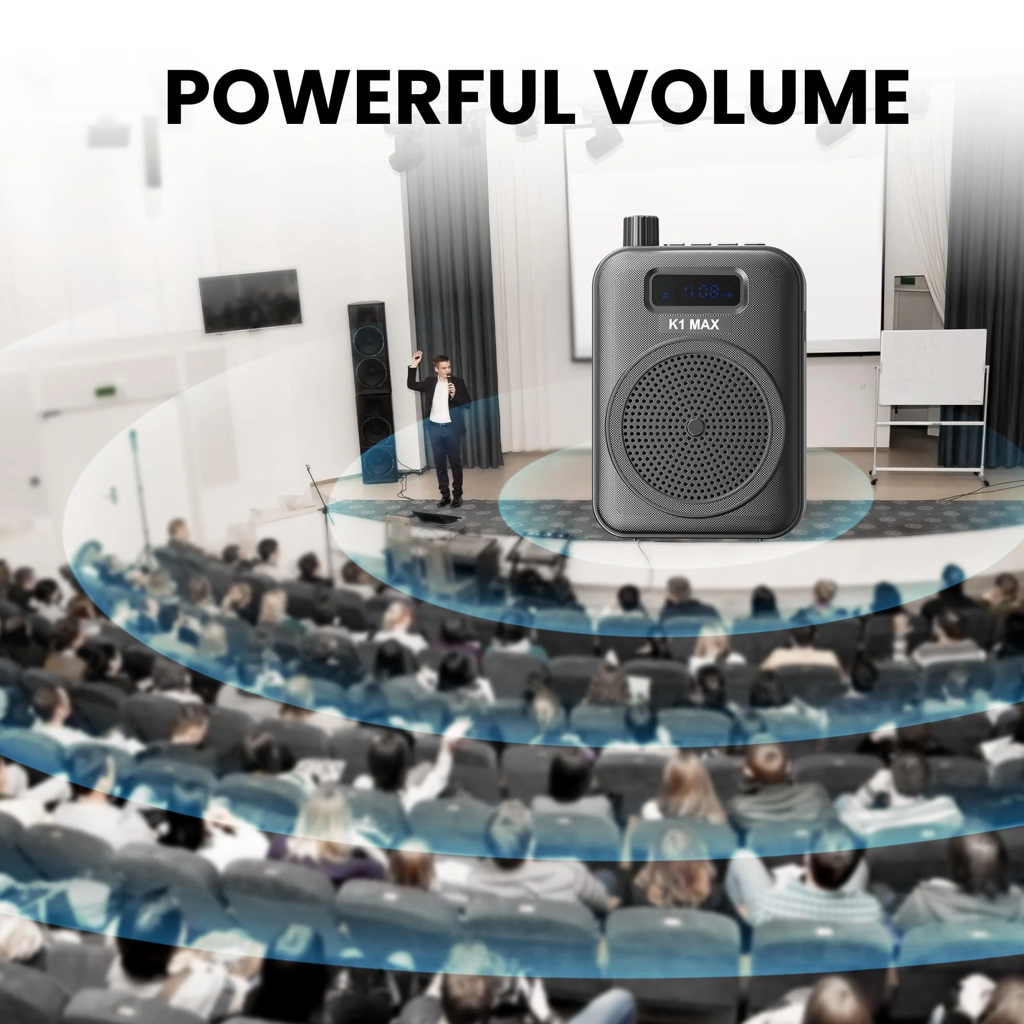 Voice Amplifier Wireless Microphone with Bluetooth Lavalier, Portable Microphone and Speaker for Teachers, Mini Rechargeable Amplifier, Ideal for Classroom, Meetings, Yoga, Speeches, and Tour Guides Carbon Black - Image 5