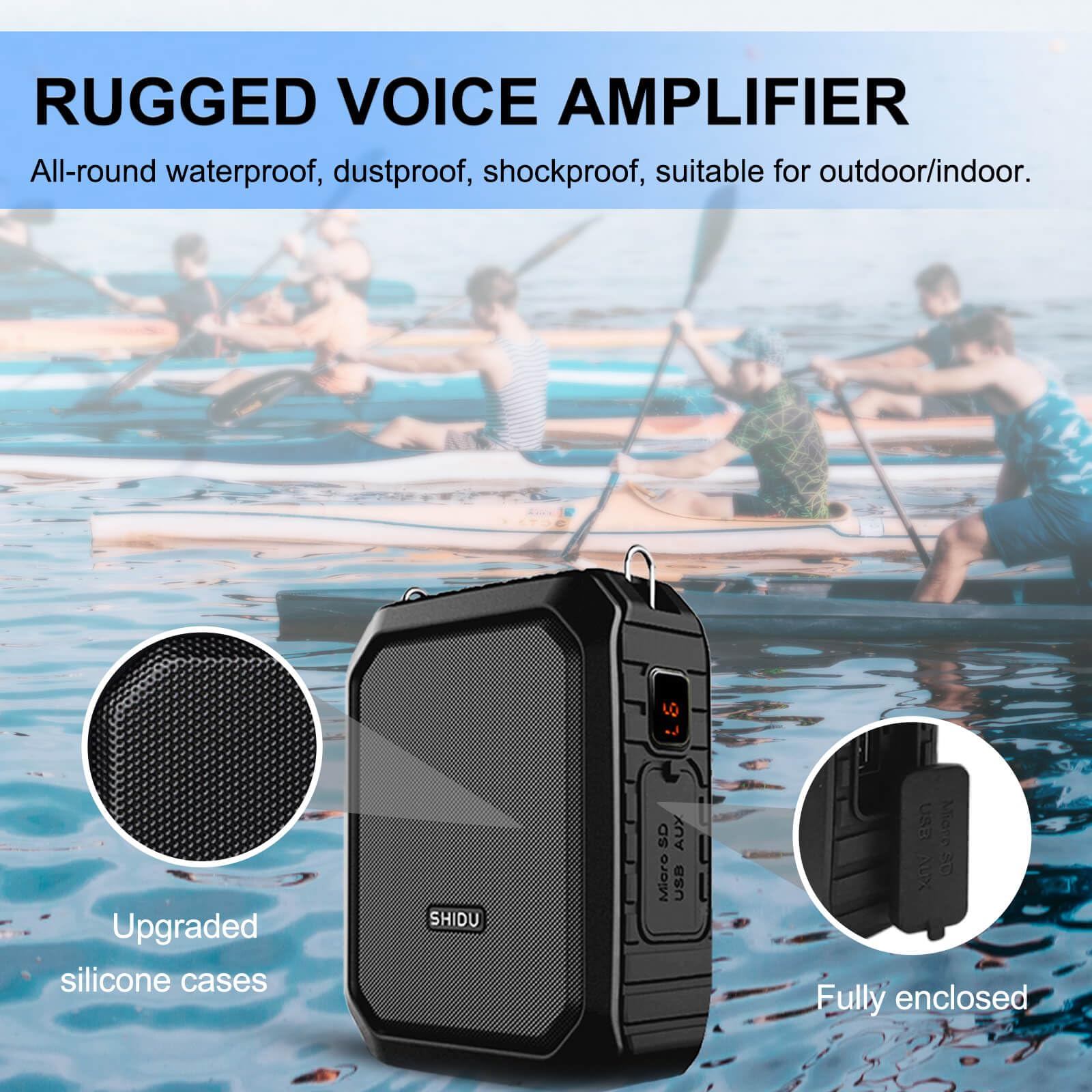 Voice Amplifier with Lapel Microphone/Microphone Headset-18W Waterproof Megaphone Speaker Pa System with 2 Mics, Bluetooth 5.0 Portable Microphone and Speaker for Teachers Elderly Tour Guide 800Plus Black-wired - Image 6