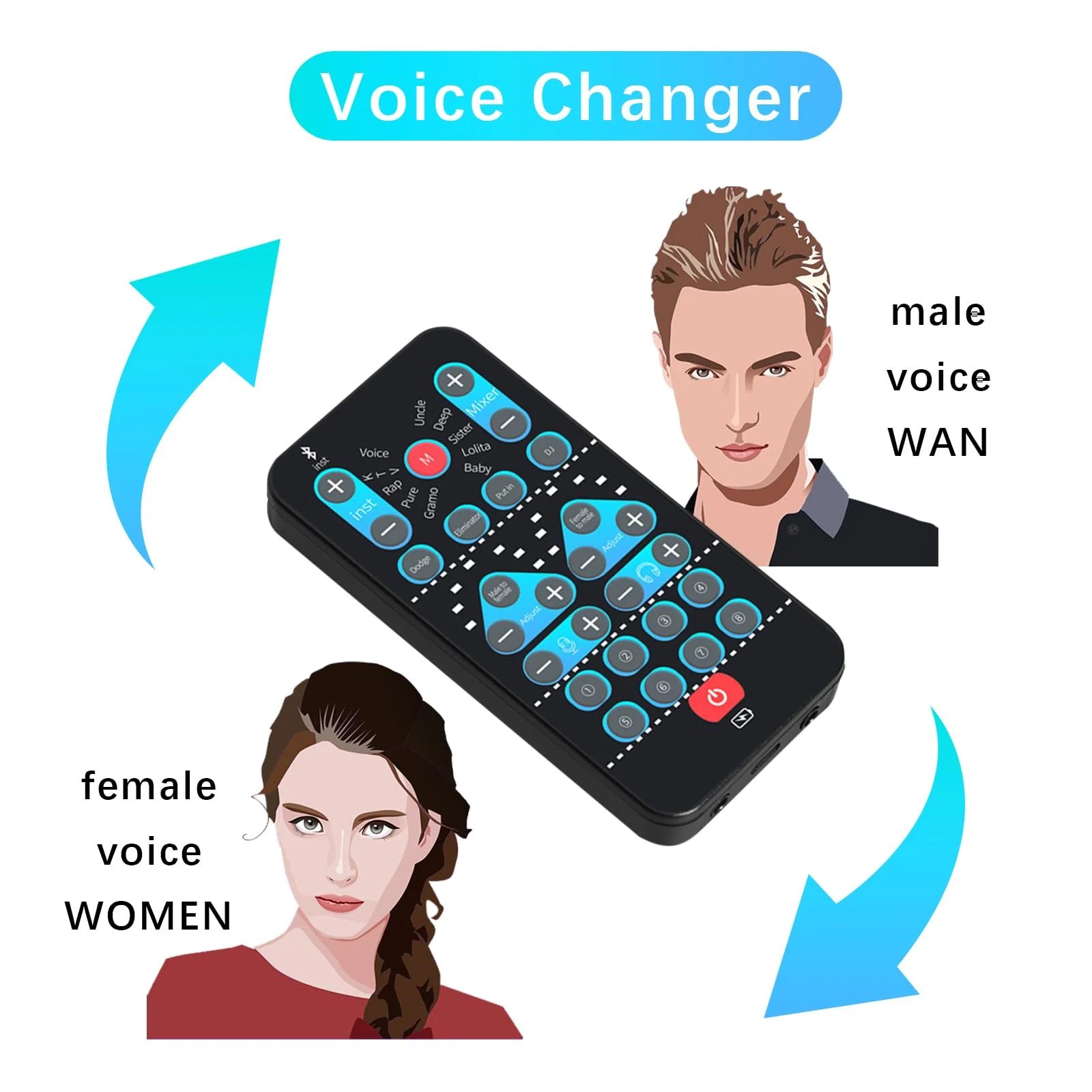 Voice Changer, Portable Handheld Microphone Voice Modulator Disguiser with 8 Sound Effects, Handheld Gaming Recording for Mobile Phone Computer PS4 PS5 Xbox One Games M10 - Image 2