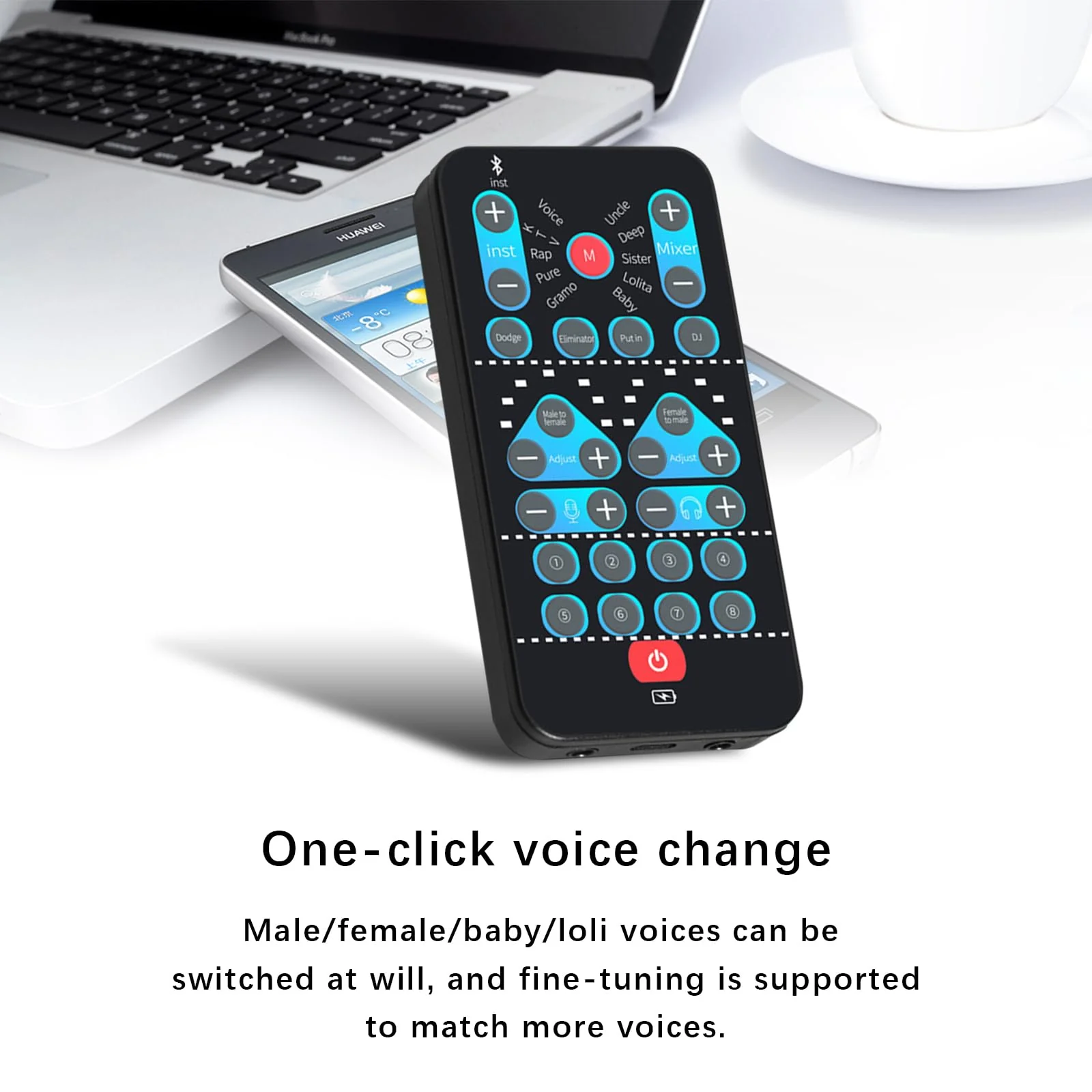 Voice Changer, Portable Handheld Microphone Voice Modulator Disguiser with 8 Sound Effects, Handheld Gaming Recording for Mobile Phone Computer PS4 PS5 Xbox One Games M10 - Image 8