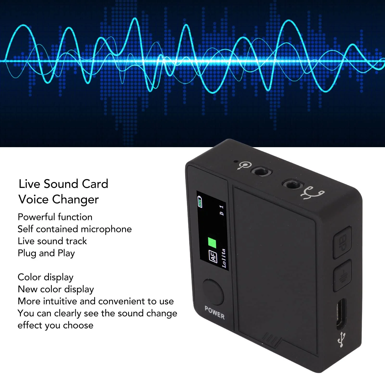 Voice Changer Sound Card, 11 Sound Effects Lavalier Mini Sound Mixer Board With Color Display, Adjustable Voice Modulator With Mic For Live Streaming Games Karaoke - Image 9