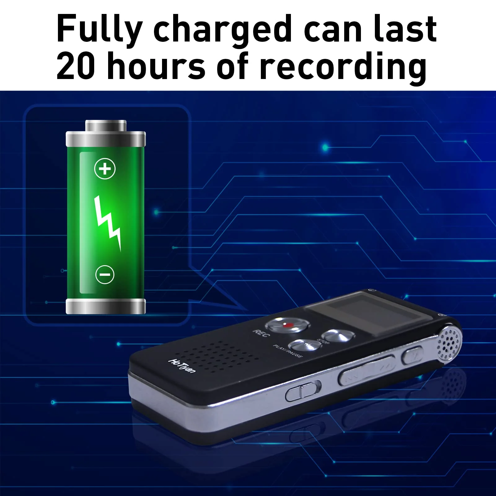 Voice Recorder 16GB Capacity Voice Activated Recording Device Digital Voice Recorder for Lectures, Meetings, Interviews Audio Recorder with USB Rechargeable WAV/MP3 Tape Recorder (16GB) - Image 6