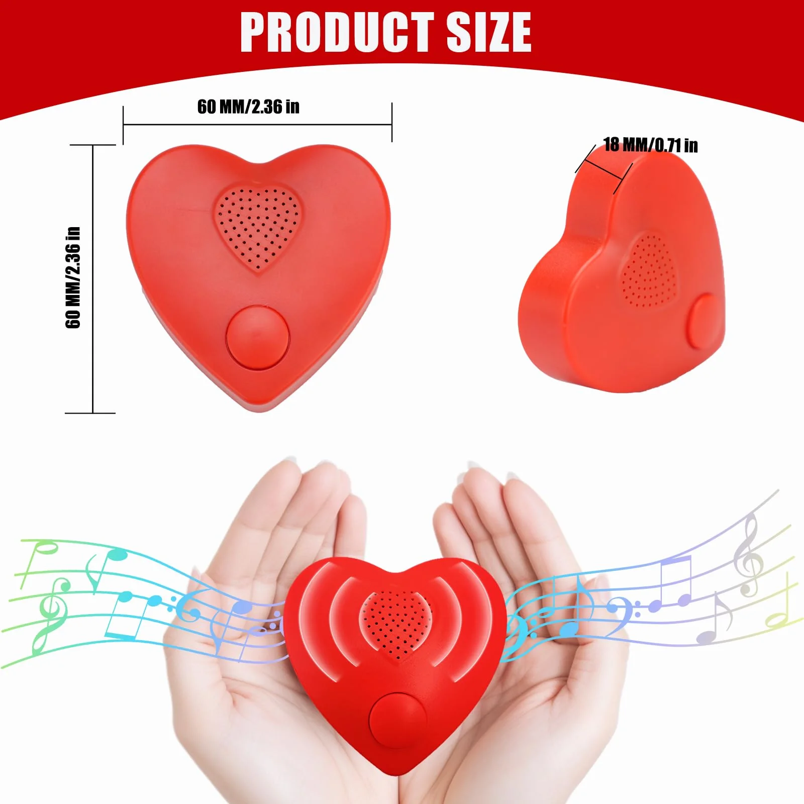 Voice Recorder,350s Voice Box for Recordable Gifts Button Sound Box for Stuffed Animals, Mother's day Valentine Christmas Plush Toy & Manual DIY Creative Sound Gifts for Boys, Girls (Red) XINR11-Only Record - Image 2
