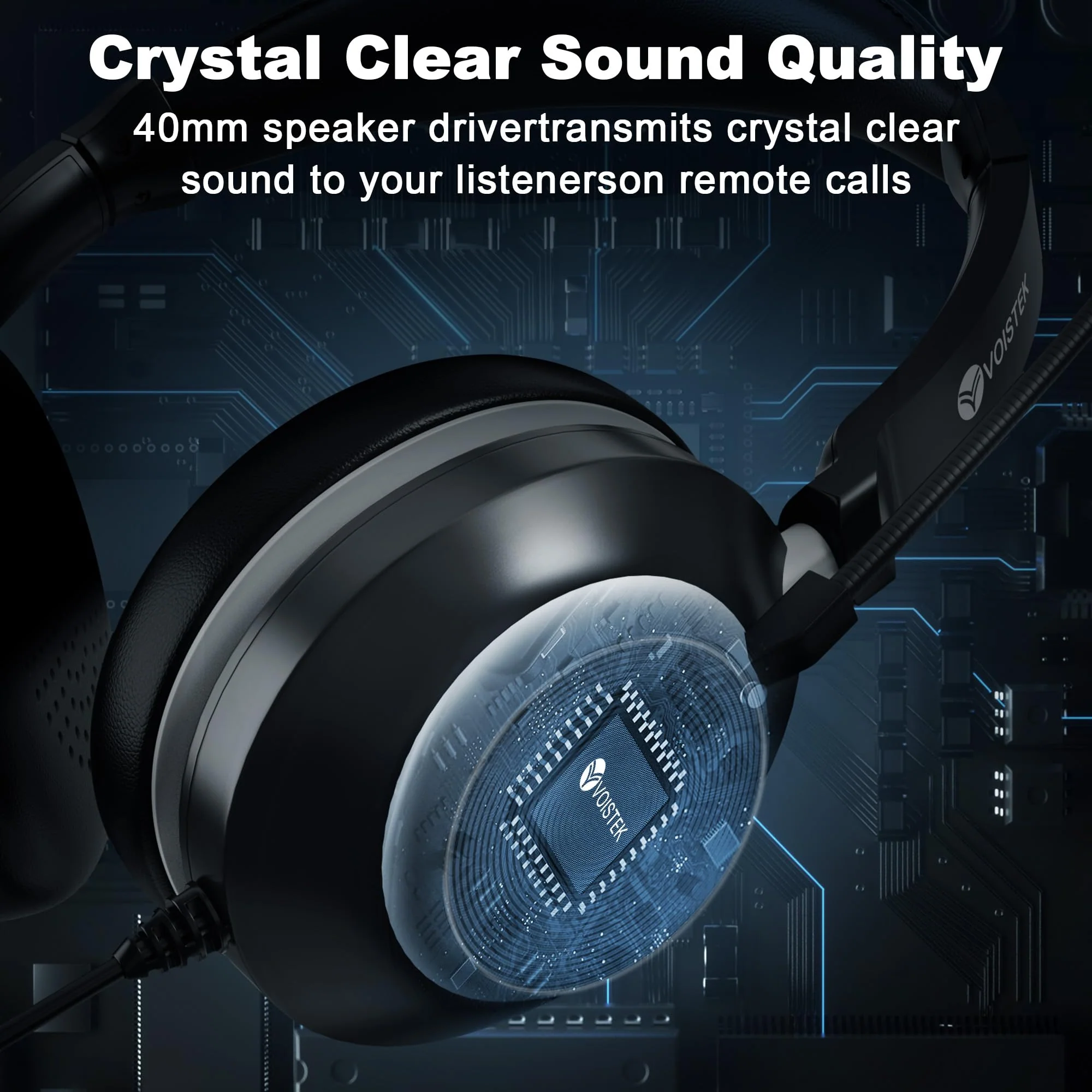 Voistek USB Headset with Microphone for PC/Laptop, Wired Computer Headphones with Noise Cancelling Mic, in-Line Volume Control for Work from Home,Office,Call Center Morden - Image 6