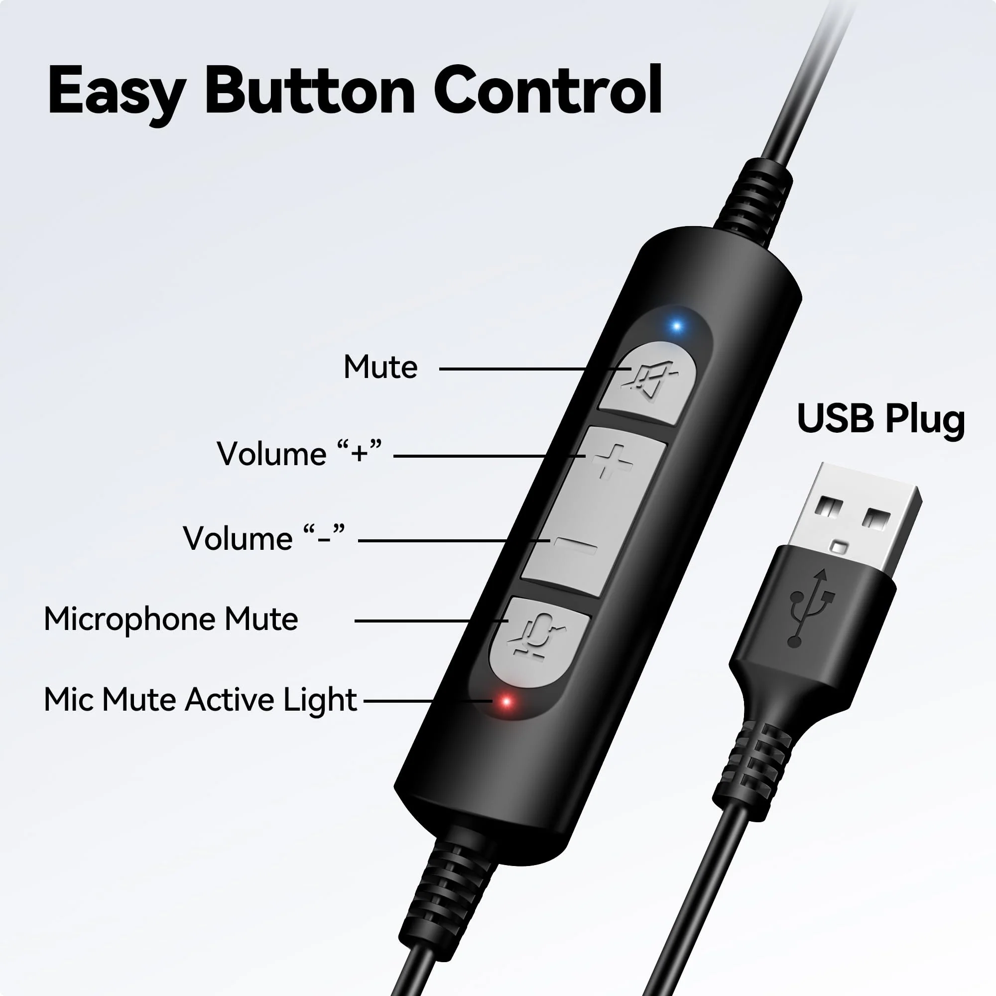 Voistek USB Headset with Microphone,Wired On Ear Computer Headphones with Noise Cancelling Microphone for Laptop PC,in-line Control for Work, Office, Teams, Zoom, Skype, Online Class Dual Ear - Image 5