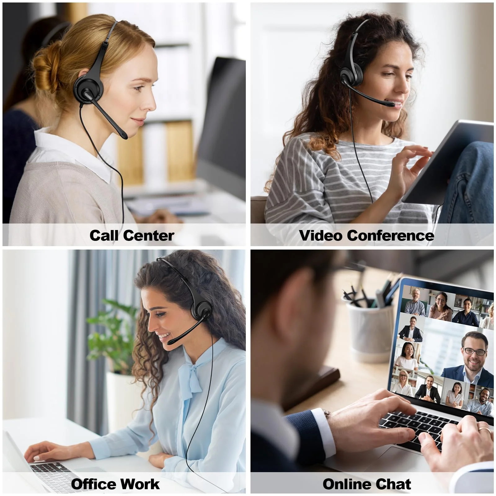 Voistek USB Headset with Microphone,Wired On Ear Computer Headphones with Noise Cancelling Microphone for Laptop PC,in-line Control for Work, Office, Teams, Zoom, Skype, Online Class Dual Ear - Image 7