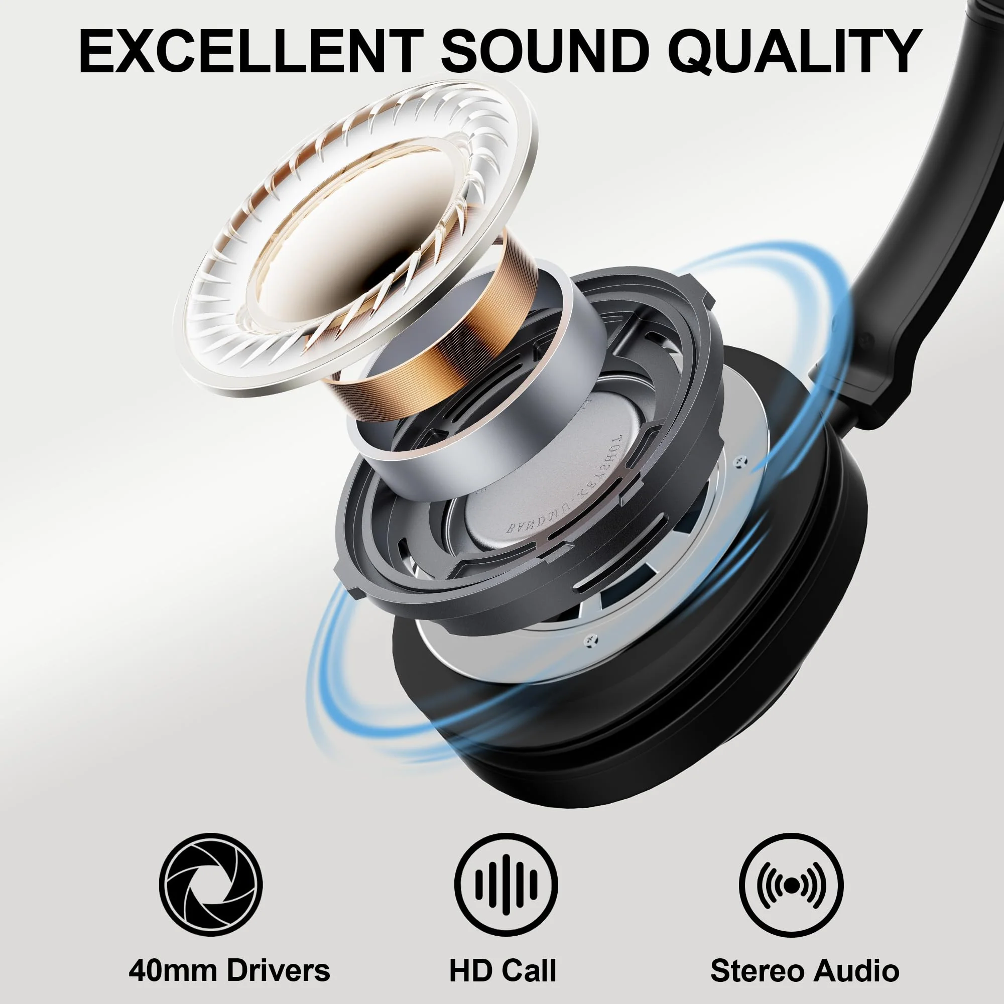Voistek Wireless Headset with Mic for Work, Bluetooth Computer Headphones(Bluetooth 5.3 + USB Dongle) w/Noise Cancelling Mic & Mute Button for Work,Home Office,Zoom,Teams,Online Meetings (Grey) Gray - Image 7