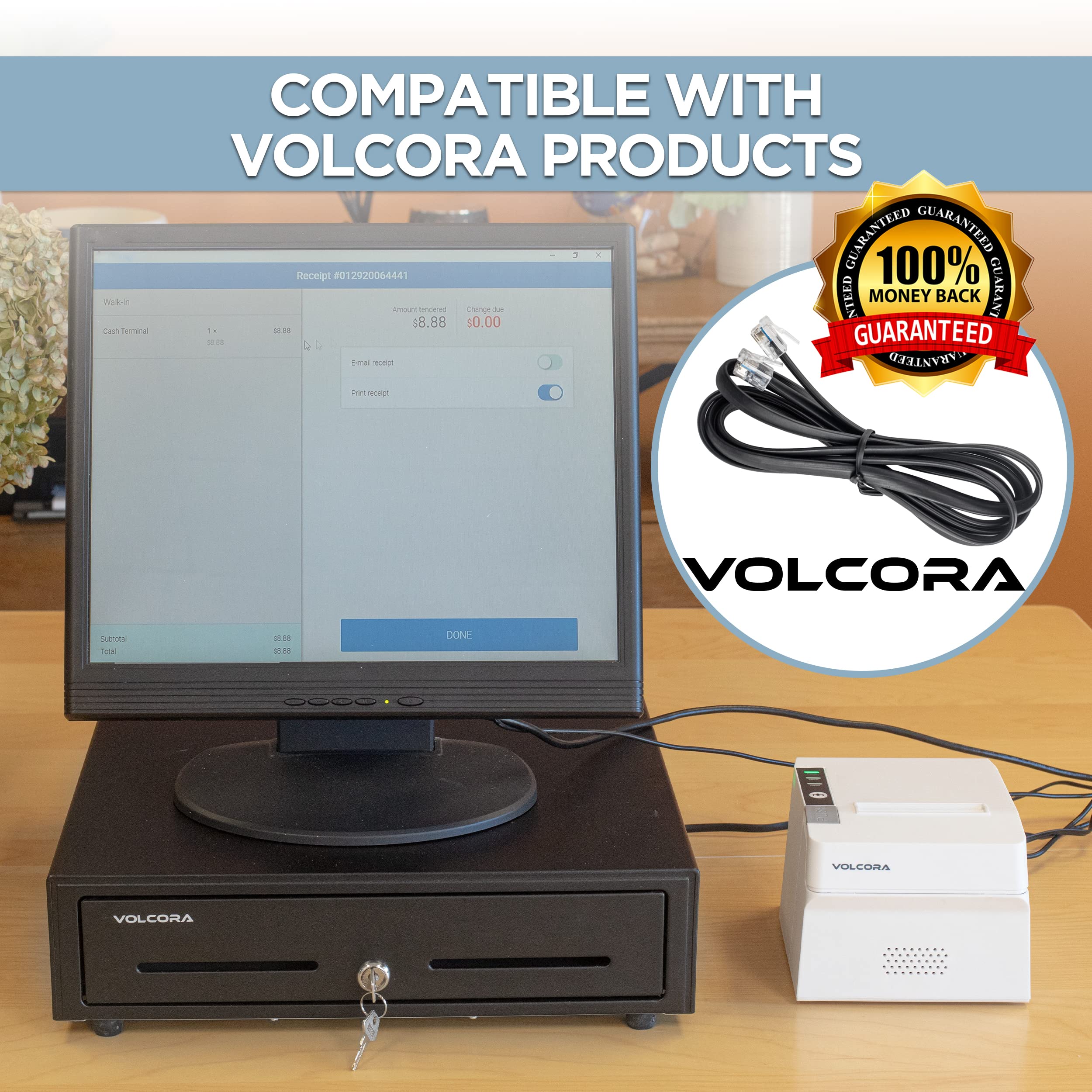 Volcora 5 Feet RJ11 / RJ12 Data Cable - Heavy Duty 6-Pins High-Speed Extension for Cash Register Drawer, Telephone, Modem, Fax, Printers, and More - Drawer Cable for Voice and Data 1 5 ft - Image 7