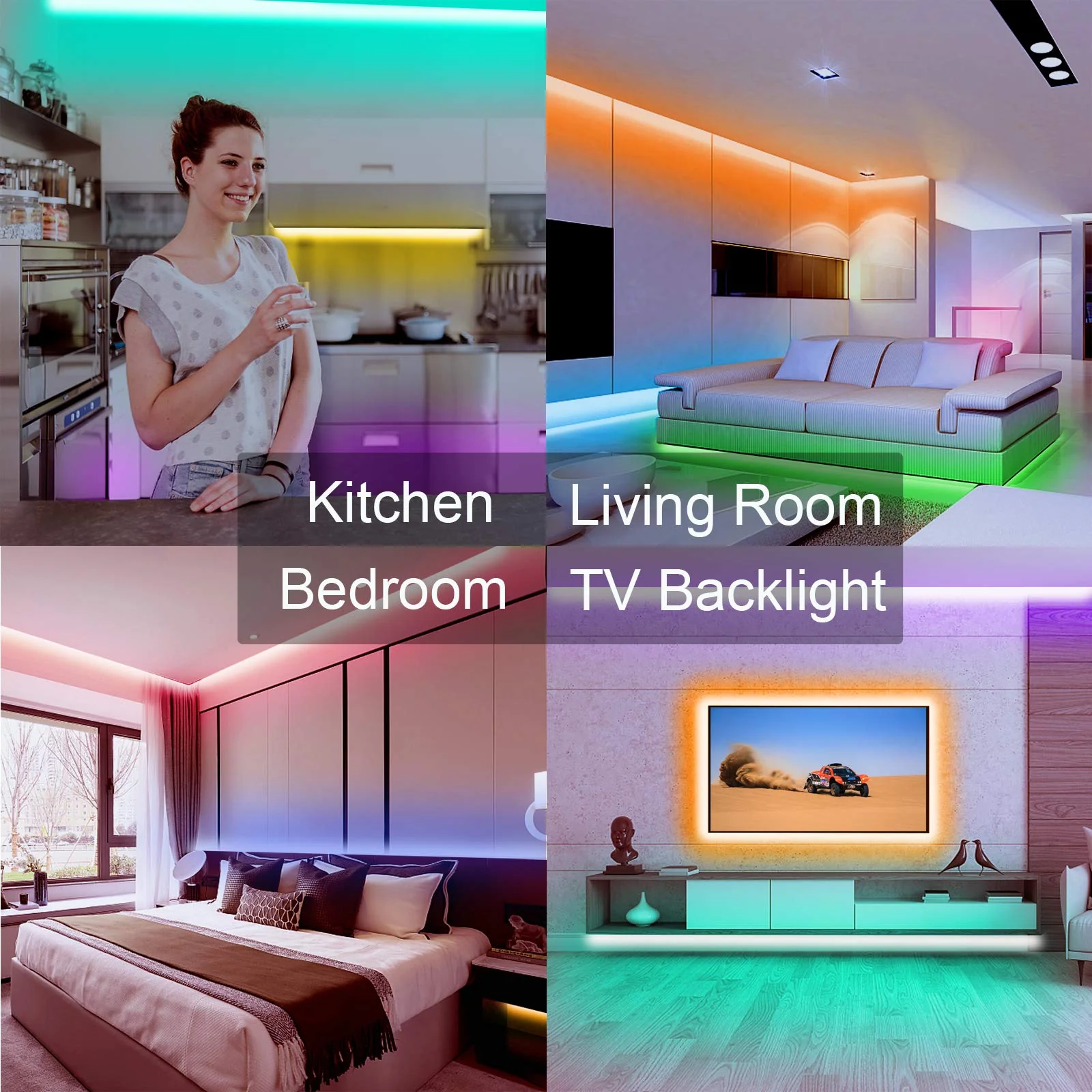 VOLIVO 100ft RGB Led Strip Lights, Color Changing Led Light Strips Kit with 24 Keys IR Remote Control, Led Lights for Bedroom, Room, Home 100 ft - Image 2