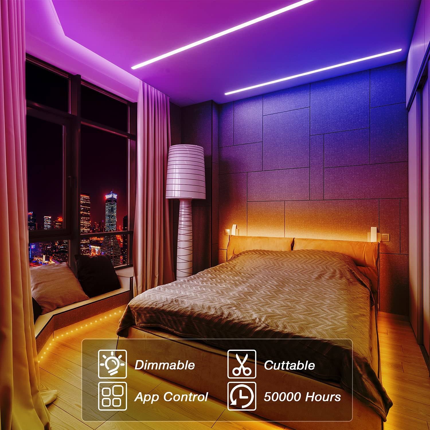 VOLIVO 100ft RGB Led Strip Lights, Color Changing Led Light Strips Kit with 24 Keys IR Remote Control, Led Lights for Bedroom, Room, Home 100 ft - Image 4