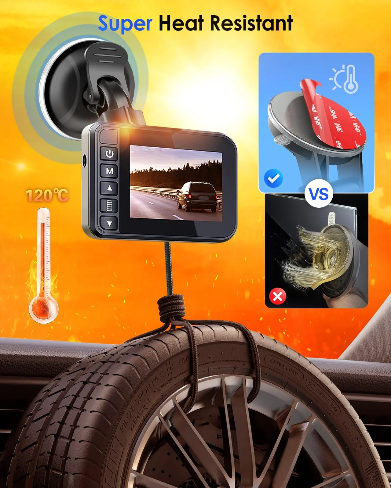volport Sticky Adhesive Pad Replacement for Dash Cam Suction Cup Mount, 4pcs 56mm(2.2") 3M VHB Round Heat Resistant Double Sided Mounting Sticker Tape for Car Dashboard Windshield Camera GPS Holder - Image 2