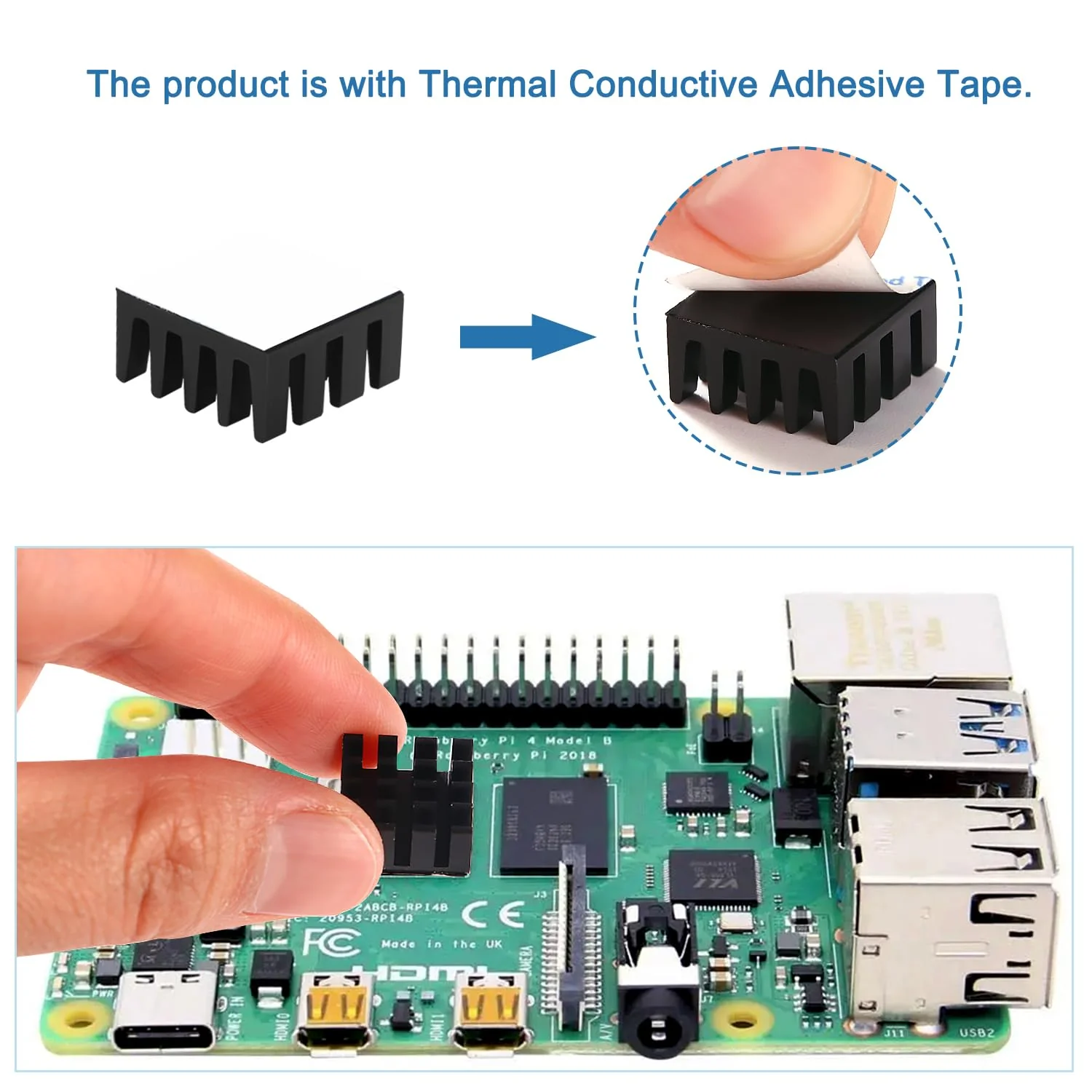VooGenzek 20 Pieces Aluminium Heatsink, Cooler Fin Heatsink, Heatsink, Cooler, with Thermal Conductive Special Adhesive Film, for Cooling Electronic Components, 14 x 14 x 7 mm, Black Black - 14 x 14 x 7 mm - 20 pieces - Image 4