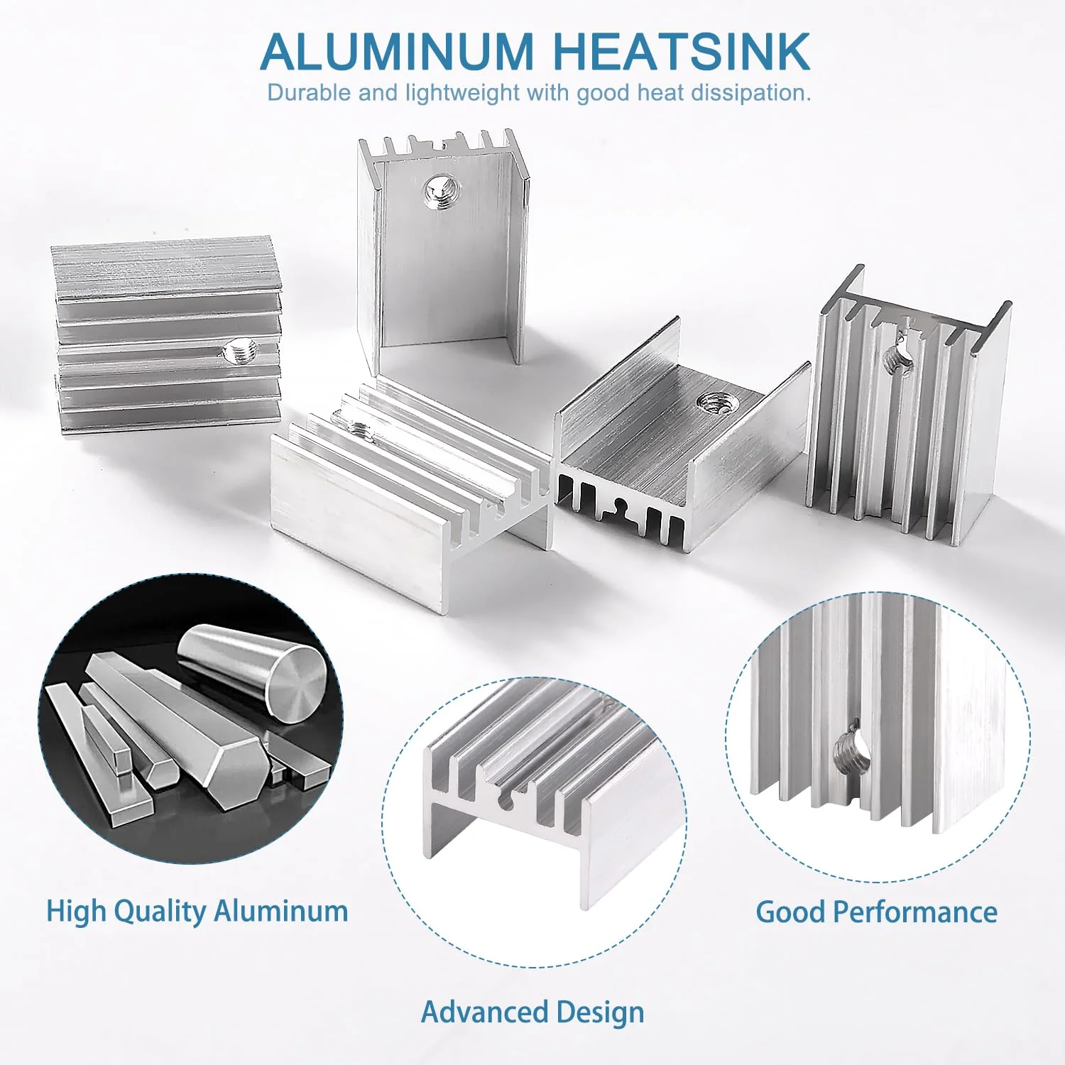 VooGenzek 20 Pieces TO-220 Heatsink and Insulator/Mounting Kits, Heatsink + Screw + Washer + Insulator Rubberised Silicone for TO-220 MOSFET Transistor, 20 x 15 x 10 mm Without needle - Image 3