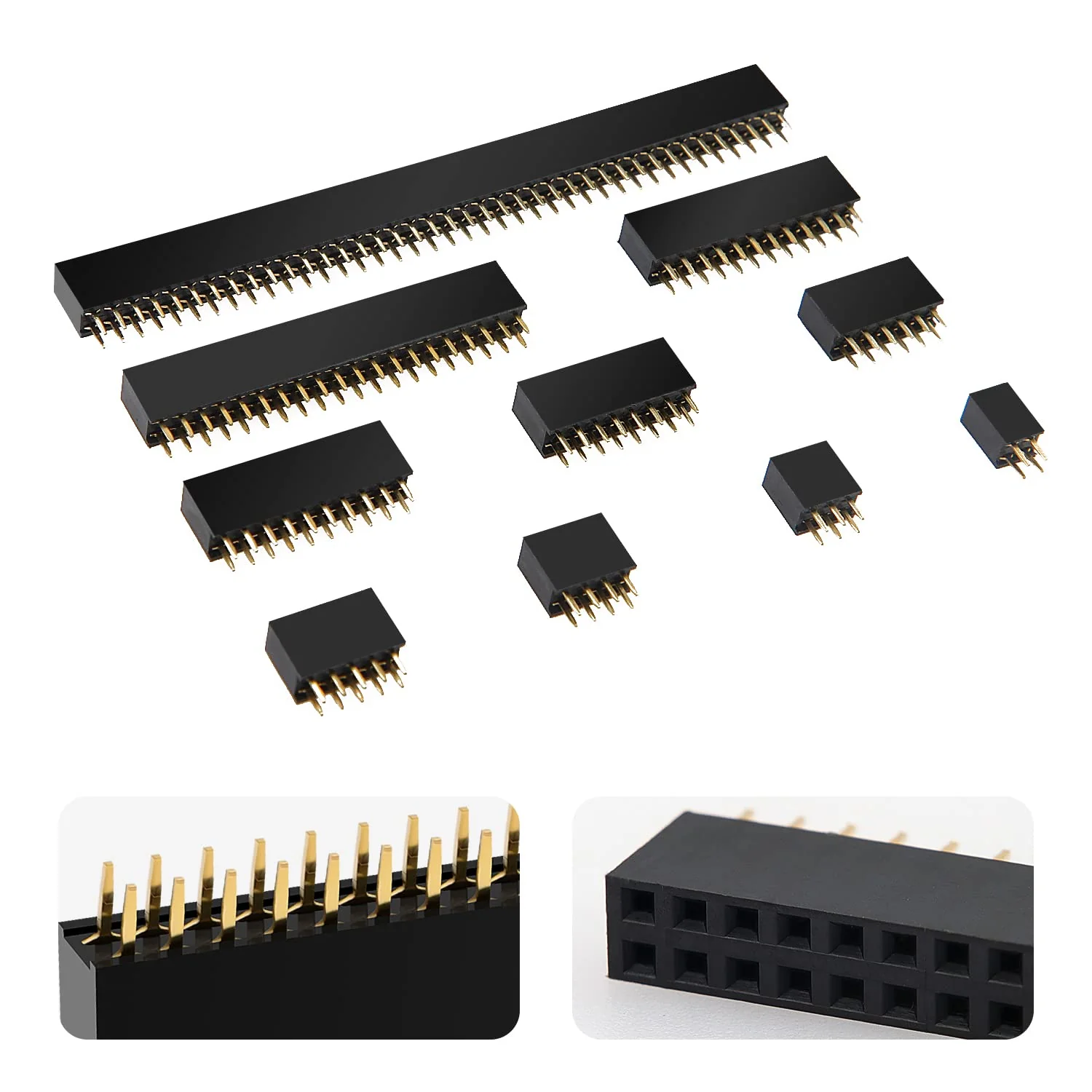 VooGenzek Pack of 65 2.54 mm Female Pin Header Double Row Pin, Straight Single Row Board Female Pin Header Socket Connector Strip for Arduino Stackable Shield (2 x 2/3/4/5/6/8/10/12/20/40 Pin) 2/3/4/5/6/8/10/12/20/40 pin female - Image 3