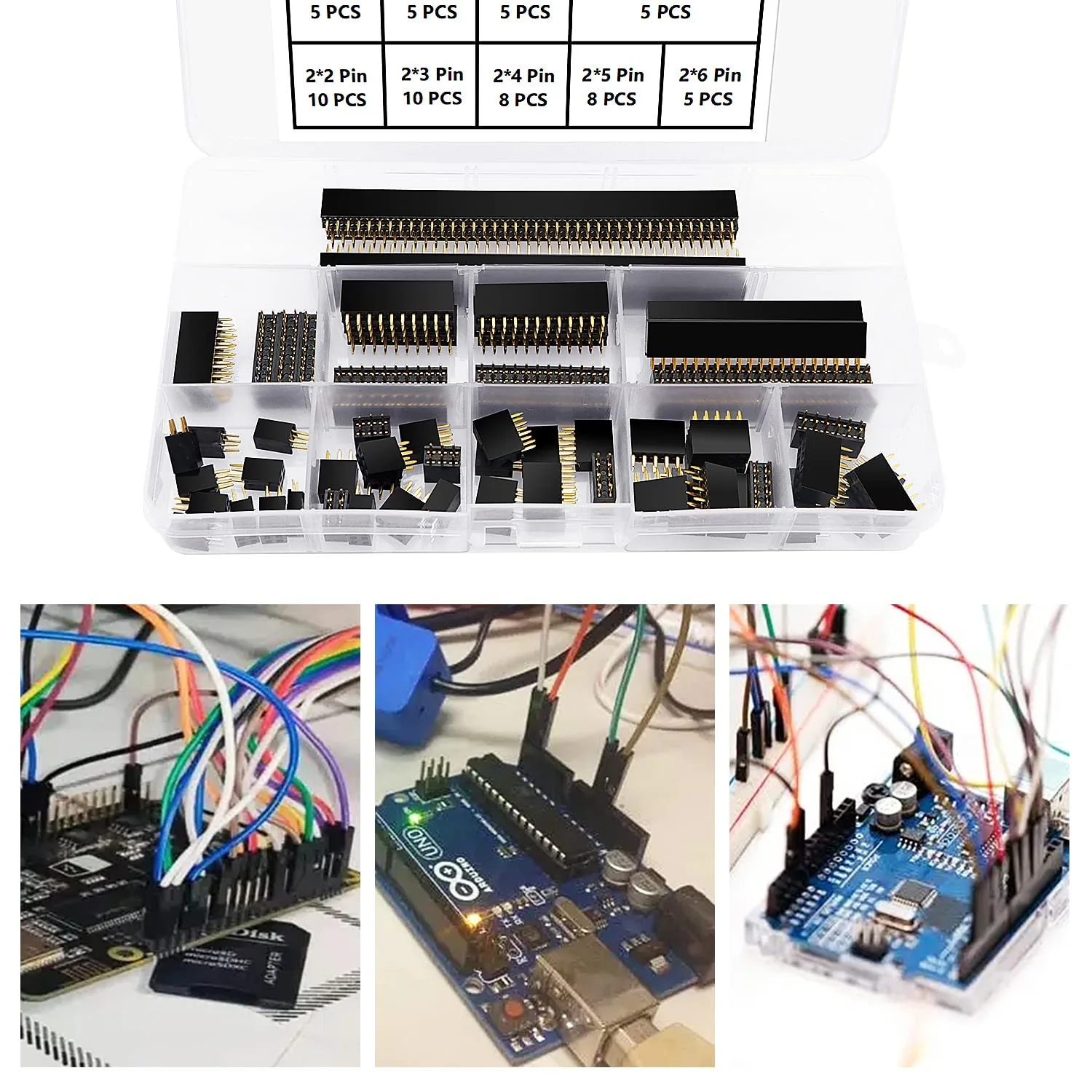 VooGenzek Pack of 65 2.54 mm Female Pin Header Double Row Pin, Straight Single Row Board Female Pin Header Socket Connector Strip for Arduino Stackable Shield (2 x 2/3/4/5/6/8/10/12/20/40 Pin) 2/3/4/5/6/8/10/12/20/40 pin female - Image 6