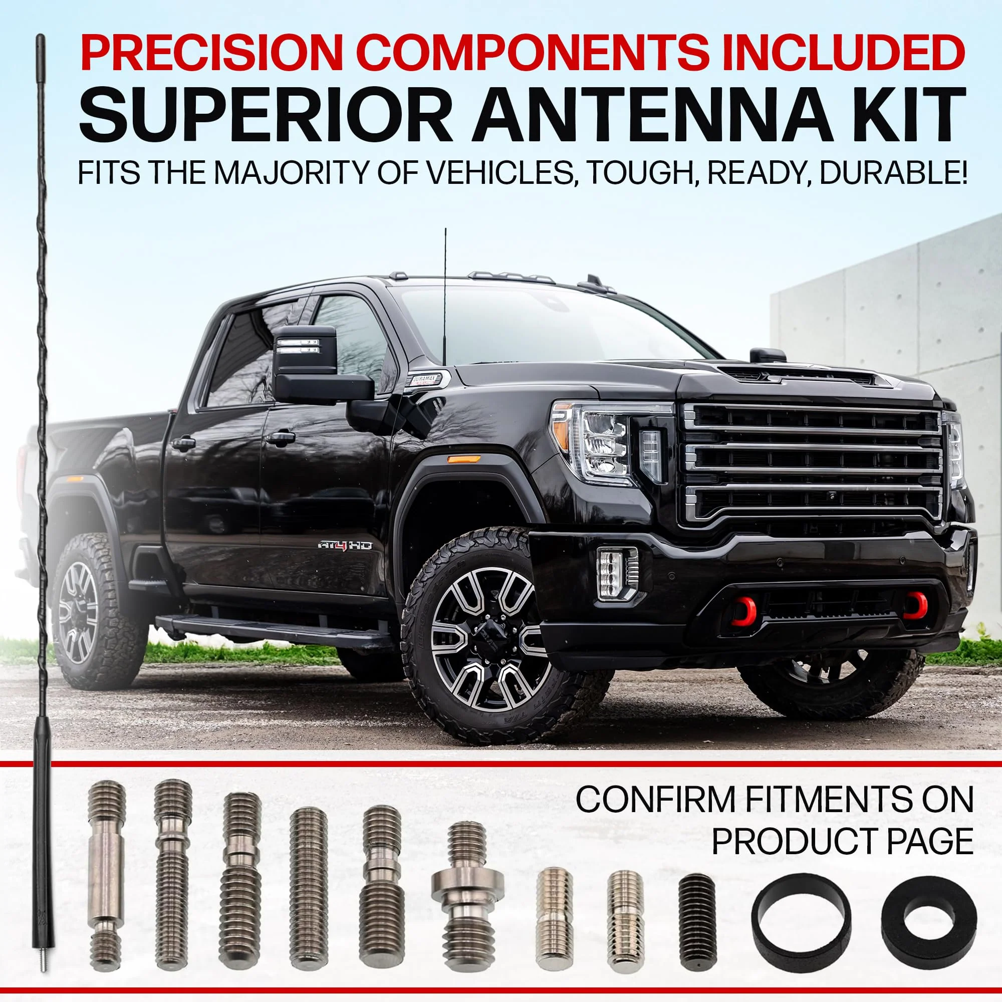 Votex 23 Inch TheCatsPajamas Short EPDM Rubber Replacement Antenna for Ford F150, F250, F350, Chevrolet Silverado, GMC Sierra, Jeep Wrangler, Toyota Tacoma, Tundra FJ Cruiser - Car Wash Proof - Image 5