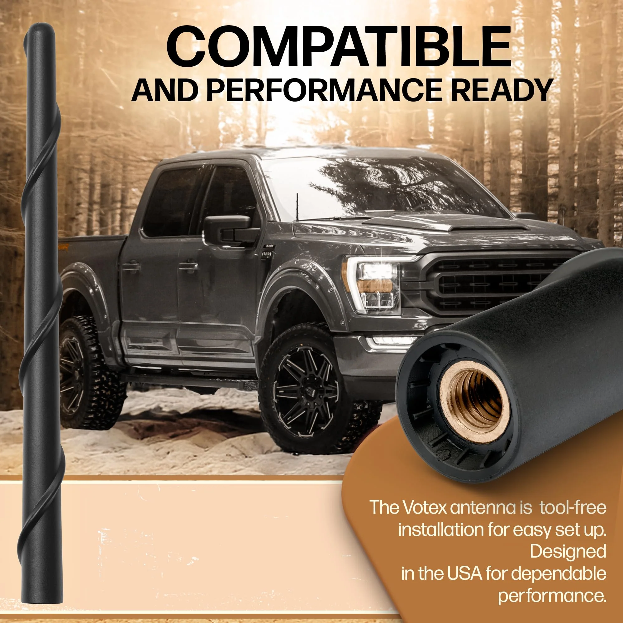 Votex 8 Inch Antenna fits Chevrolet Silverado 1500 (2006-2026) Short Rubber Antenna - Carwash Proof - Premium Reception - Internal Copper Coil - Image 3