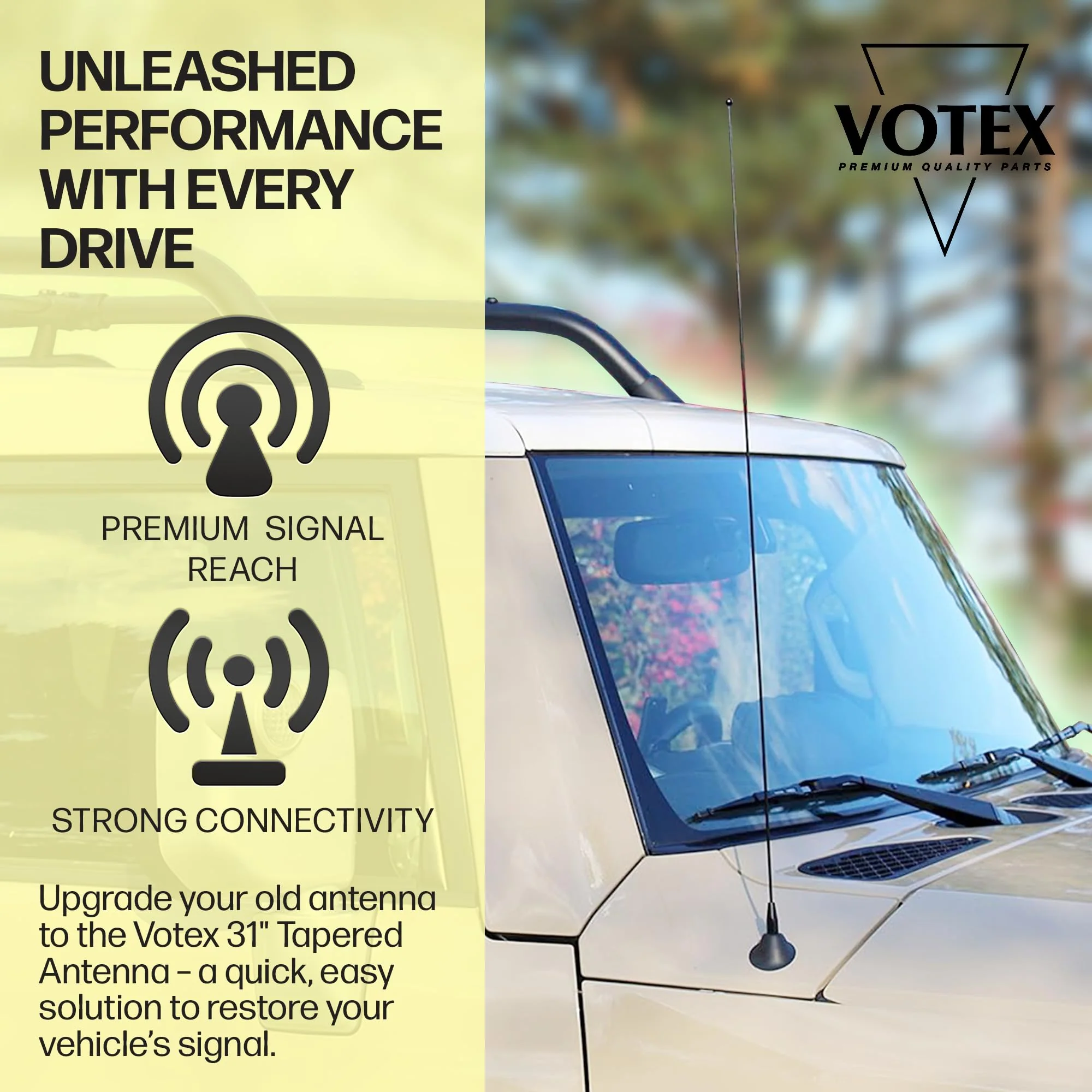 Votex - OEM Size 31 Inch Black Antenna - Spiral Wind Noise Cancellation - Spring Steel Construction - Stainless Steel Threading - Image 2