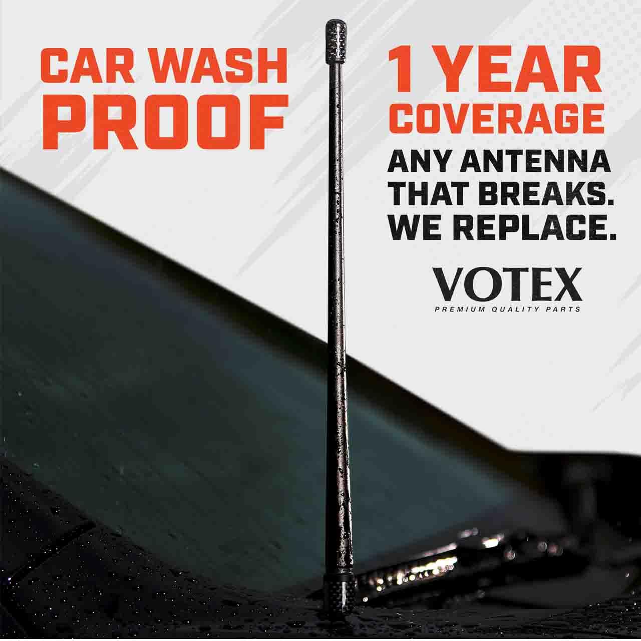 Votex - The Spartan - 13 3/4 Inch Short Flexible Rubber Antenna fits Chevrolet Silverado 1500, 2500, 3500 | GMC Sierra 1500,2500,3500 Accessories - Black Carbon Fiber Trim - Tuned Internal Copper Coil CCH-15 - Image 3