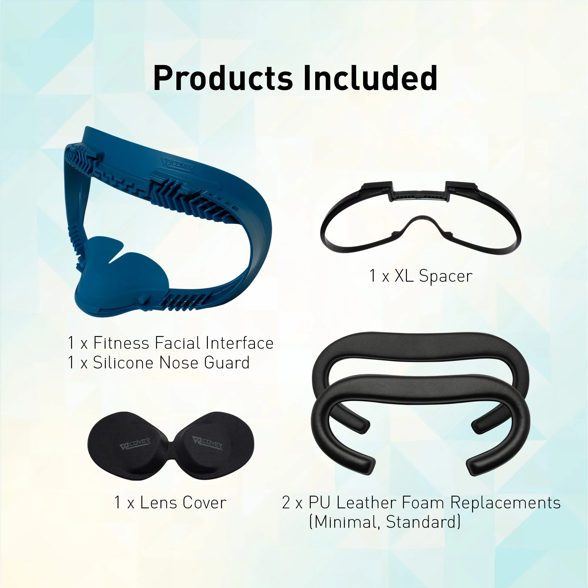 VR Cover Fitness Facial Interface Bracket, Foam Replacement, XL Glasses Spacer, and Lens Protector Cover for Oculus/Meta Quest 2 (Dark Blue & Black + XL Spacer) Dark Blue & Black + XL Spacer - Image 6