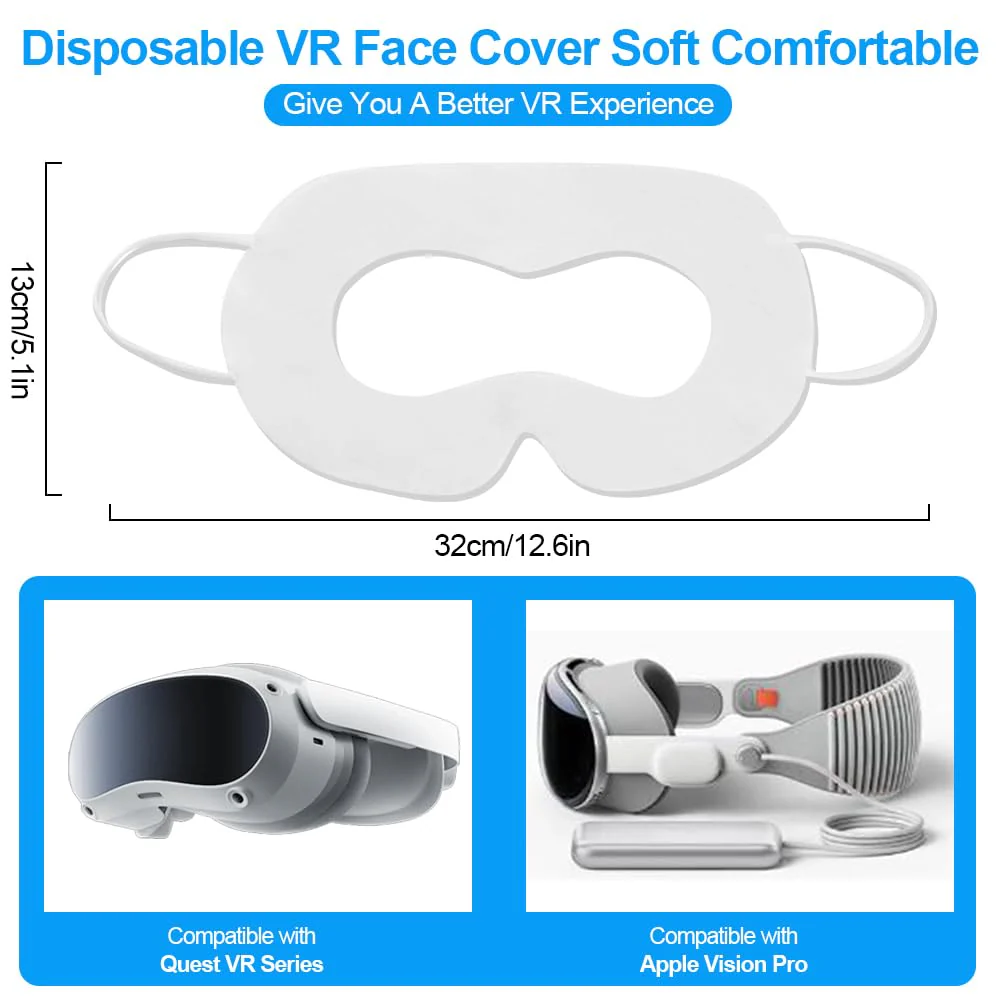 VR Face Cover, Disposable VR Face Mask Pads Facial Interface, Hygiene VR Sweat Guard Compatible with Apple Vision Pro Meta Quest 3 Quest 2 (50PCS) - Image 2