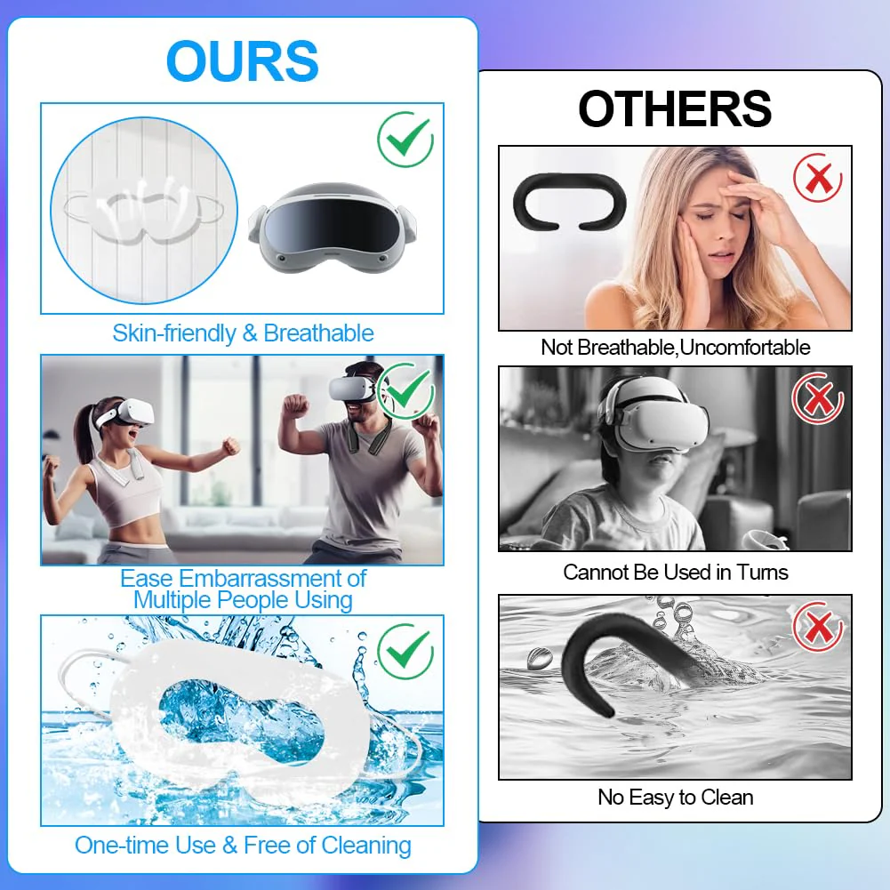 VR Face Cover, Disposable VR Face Mask Pads Facial Interface, Hygiene VR Sweat Guard Compatible with Apple Vision Pro Meta Quest 3 Quest 2 (50PCS) - Image 6