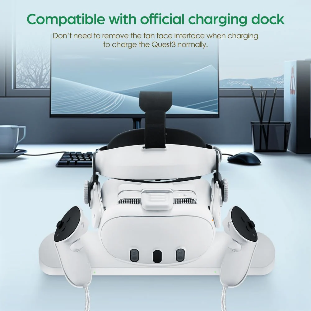 VR Face Cover with Soft Leather Pad for Oculus/Meta Quest 3 Accessories, Facial Interface with Cooling Fan to Relieve Lens Fogging - Image 4