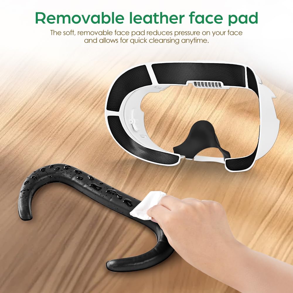 VR Face Cover with Soft Leather Pad for Oculus/Meta Quest 3 Accessories, Facial Interface with Cooling Fan to Relieve Lens Fogging - Image 5