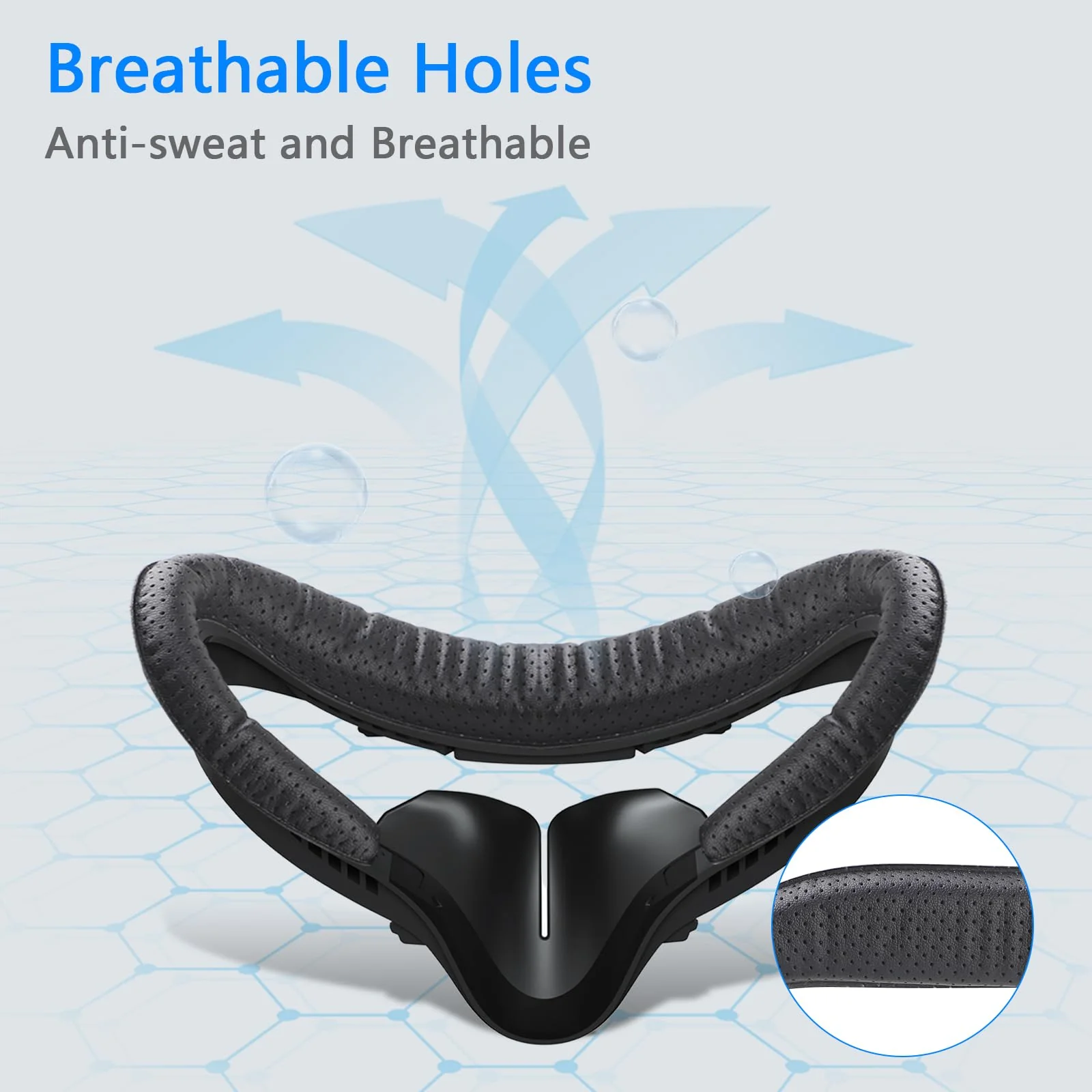 VR Facial Interface & Face Pad for Oculus Quest 2, VR Face Cover Cushion Replacement Compatible with Quest 2,Breathable Holes Leather Protective VR Accessories Breathable Holes Leather Face Cover - Image 2