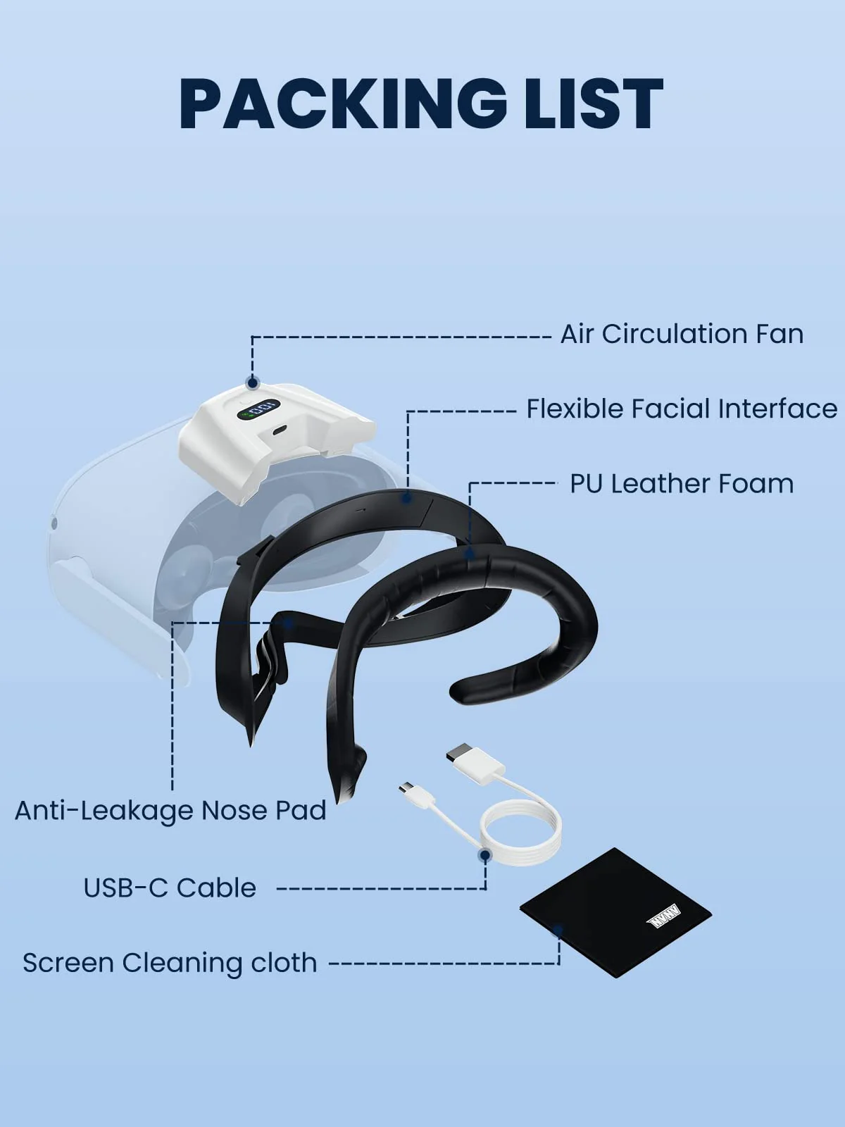 VR Fan for Oculus Quest 2,Anti-fogging Accelerated Air Flow Cooling Fan with Facial Interface,Sweat-Proof Face Cover,VR Accessories for Quest 2,for Fitness,Workout & Intense VR Games,White - Image 3