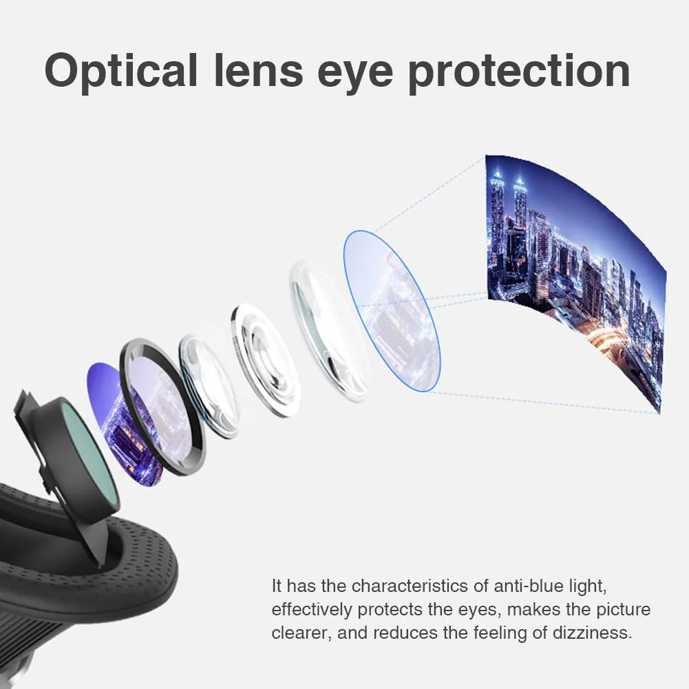VR Headset 3D VR Glasses Universal Virtual Reality Goggles Support 360°Panorama Large Screen An-ti Bluelight Adjustable Pupil Distance Eye Protection VR Goggles for Movies Games Gift for Kids Adults - Image 7