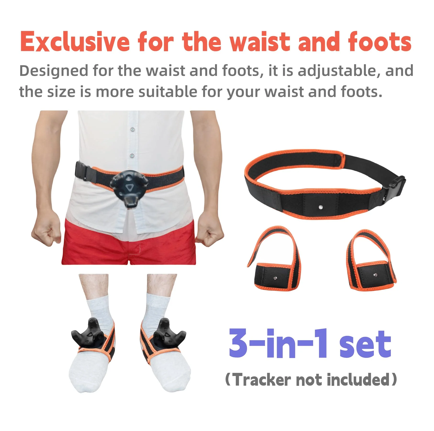 VR Tracker Straps 3 in1, for Vive Ultimate Tracker, Vive Tracker, Tundra Tracker –Full Body Tracking Belt in VR Chat, Dance Dash, and Other FBT apps(New Model for 2024) - Image 2