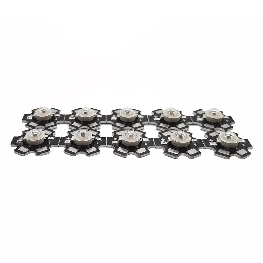 Vrabocry Pack of 10 High Power LED Chip 3 W Deep Red Plant Grow Light (650 nm - 660 nm / 400 mA - 500 mA / DC 2 V - 2.2 V/3 Watt) SMD COB Emitter Diode Components 3 W Bead with 20 mm Black Star PCB Deep Red 660nm - Image 3