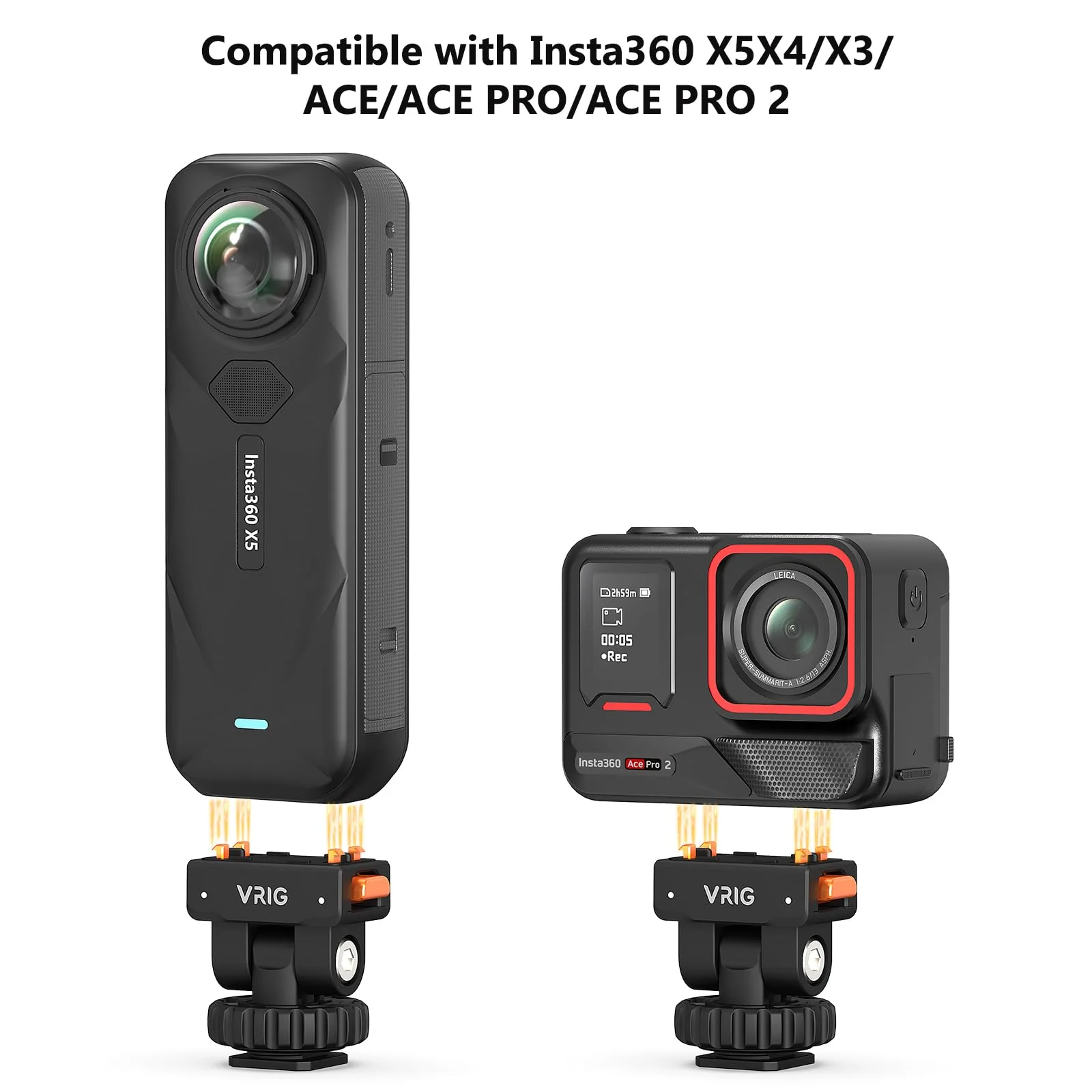 VRIG AC-44 Cold Shoe Adapter with Magnetic Quick Mount for Insta 360 Ace/Ace Pro 2, Action Camera Mount Adapter with 1/4" Thread Compatible DSLR Camera Hot Shoe, Tripod Accessories - Image 7