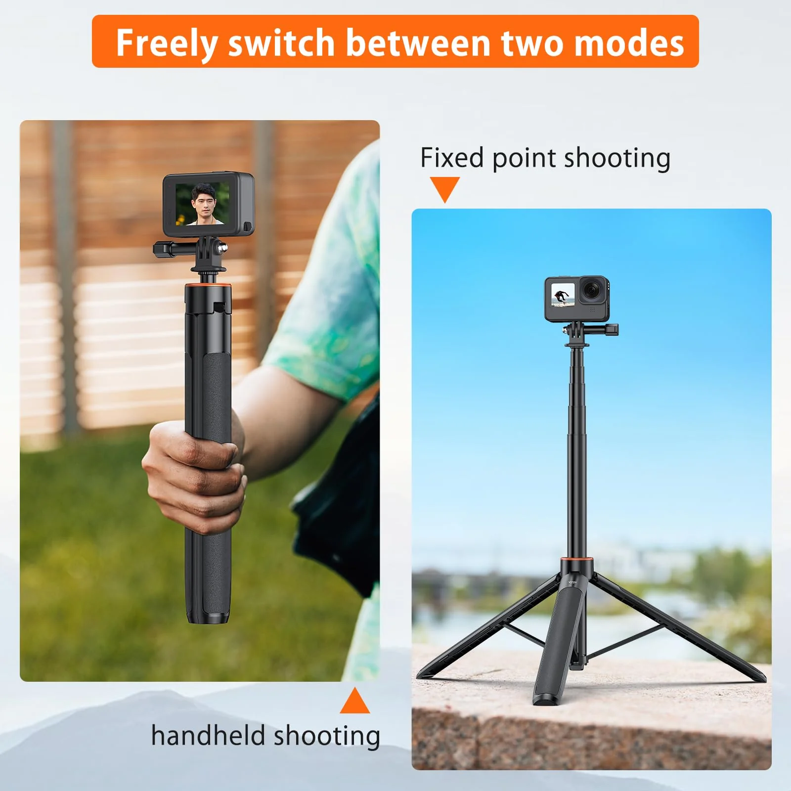 VRIG Extendable Selfie Stick Tripod for GoPro Max Hero 10 9 8 7 6 5 4, DJI Osmo Action, Insta 360 One R and More Action Camera（55.1''） 55.1'' - Image 4
