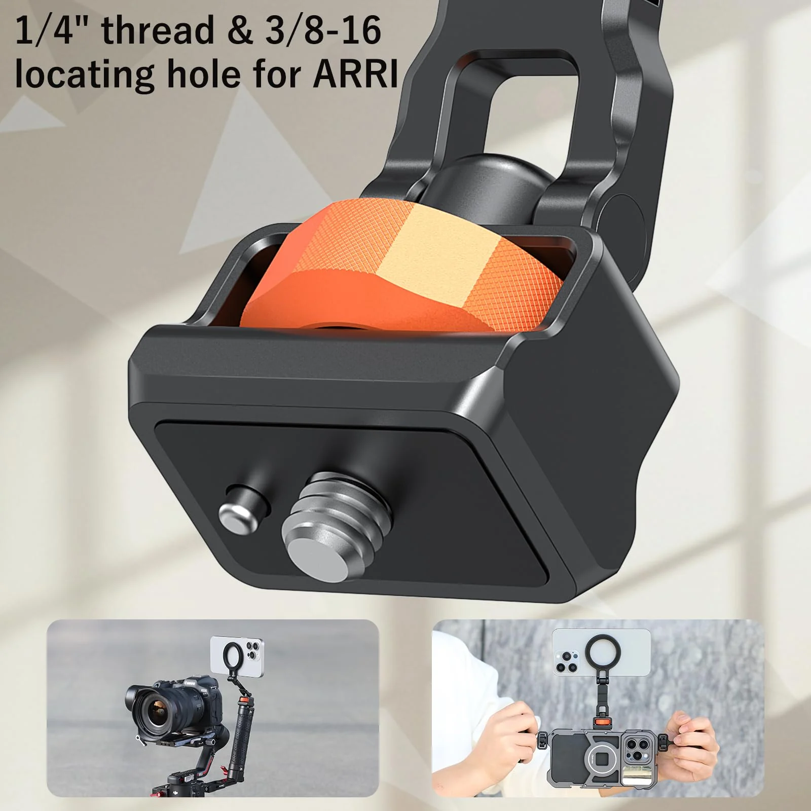 VRIG Phone Tripod Mount for MagSafe, Aluminum Magnetic Tripods Phone Mount Adapter with 1/4” Screw Thread & 3/8" for Magsafe Phone Adapter Compatible with iPhone 16 15 14 13 12 Series - Image 4