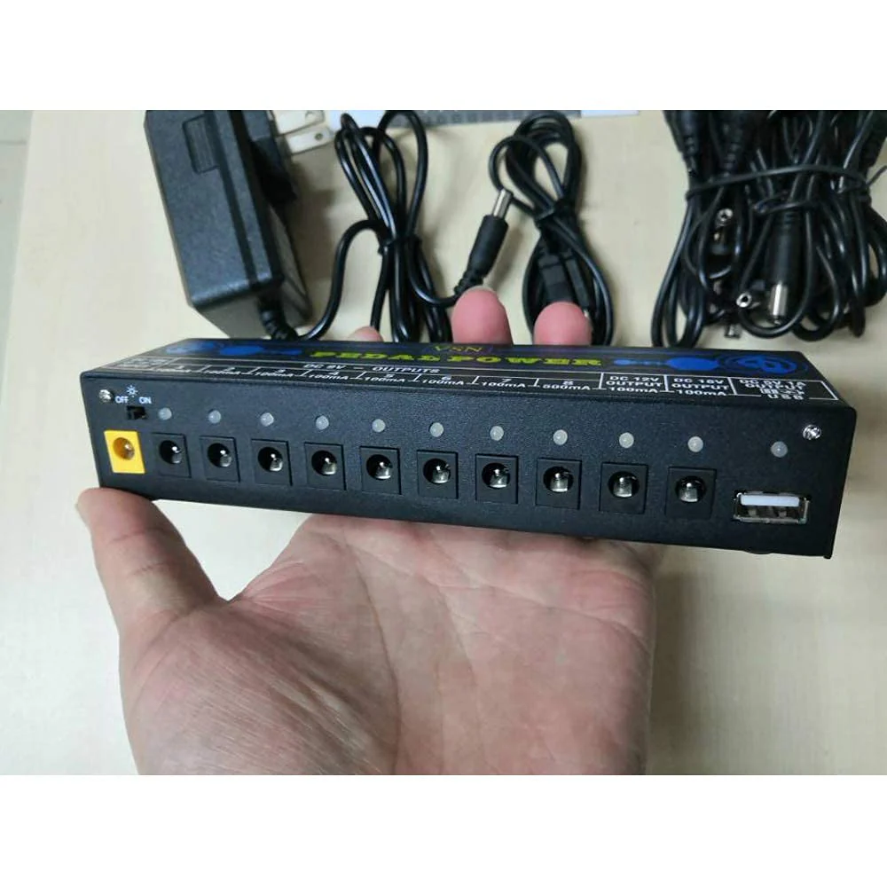 VSN Guitar Pedal Power Supply 10 Isolated DC Output for 9V/12V/18V Guitar Bass Effect Pedals with USB Ports Blue Power Supply - Image 9