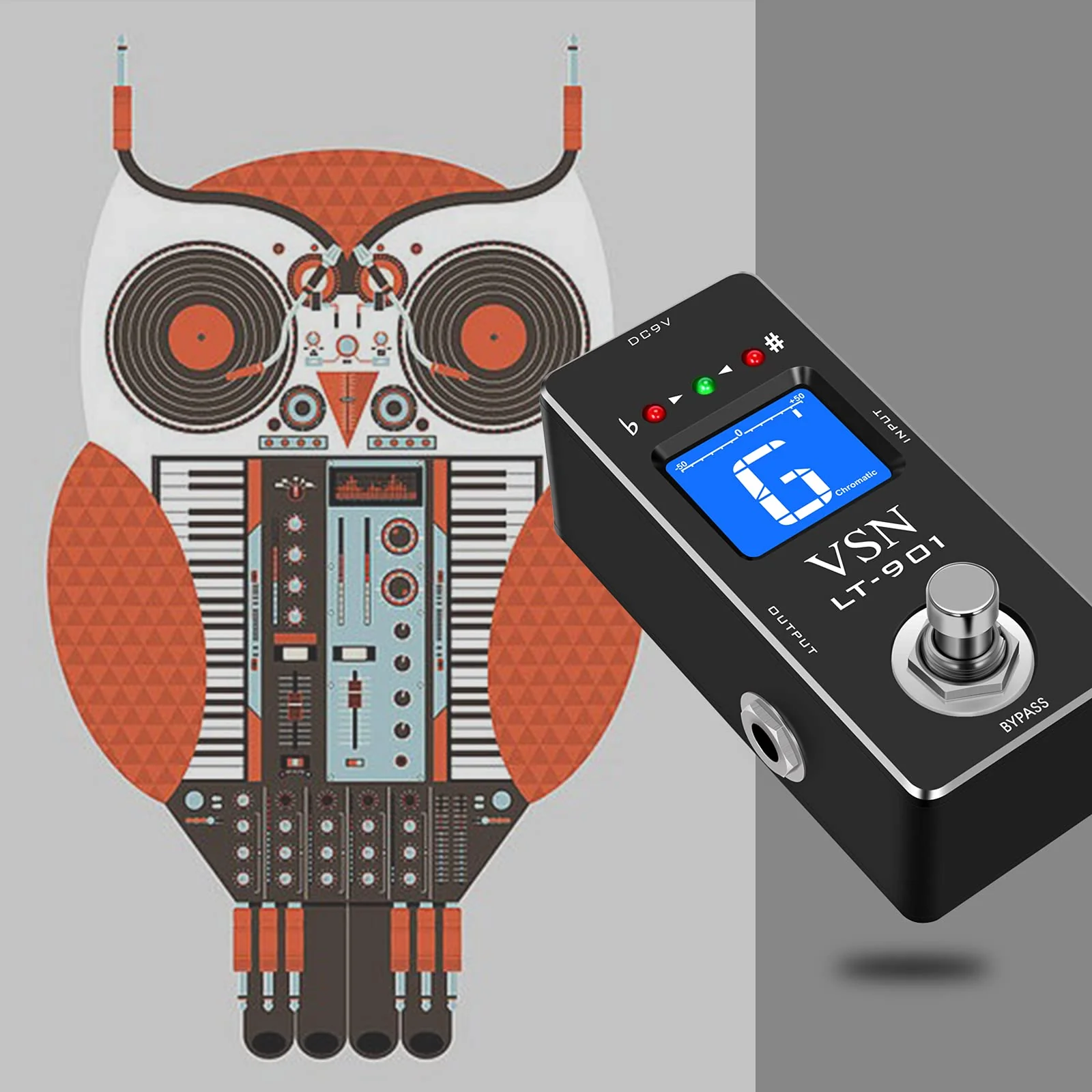 VSN Tuner Pedal,Chromatic Guitar Tuner Pedal Fast and Accuate Tuner for High Precision ± 1 Cent with Pitch Indicator for Electric Guitar and Bass True Bypass LT-901 Black Pedal Tuner - Image 2