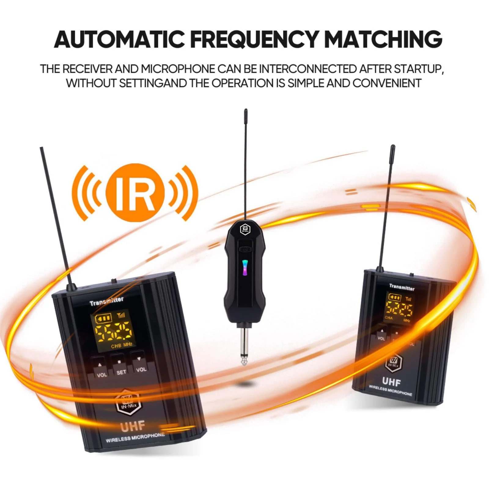 W IN-MIX UHF Wireless Microphone System, Portable Cordless Microphone Set with Headset, Lavalier, Beltpack Transmitter for Karaoke,Church and Party(2) 2 Pack - Image 2