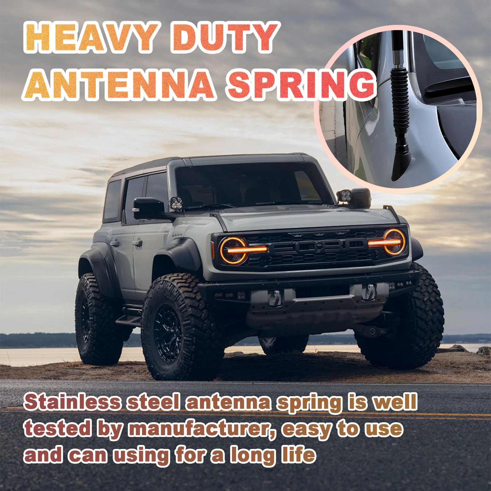 Wadoy SS-3H CB Antenna Spring Mount 4 Pack, Black Heavy Duty Stainless Steel CB Springs Fit for Up to 60" Long Standard 3/8" x 24 Threads Mobile/in-Vehicle CB Radio Antenna Mount - Image 4