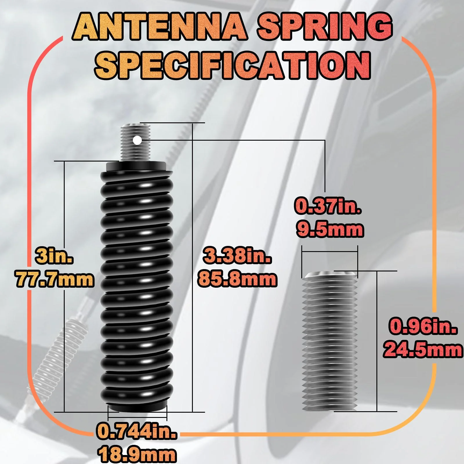 Wadoy SS-3H CB Antenna Spring Mount 4 Pack, Black Heavy Duty Stainless Steel CB Springs Fit for Up to 60" Long Standard 3/8" x 24 Threads Mobile/in-Vehicle CB Radio Antenna Mount - Image 5